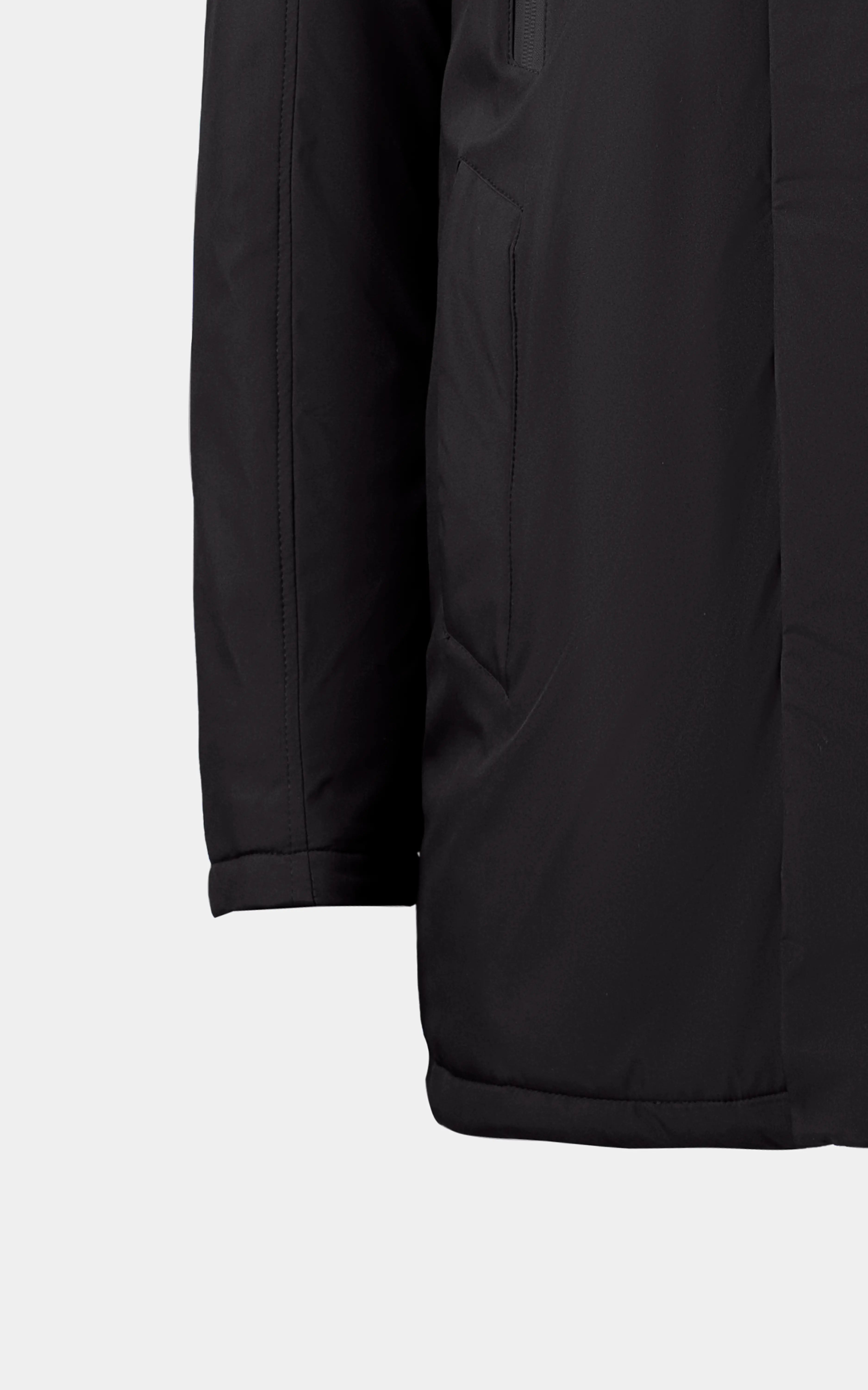 REGULAR FIT FULLSLEEVE PUFFER LONG JACKET BLACK