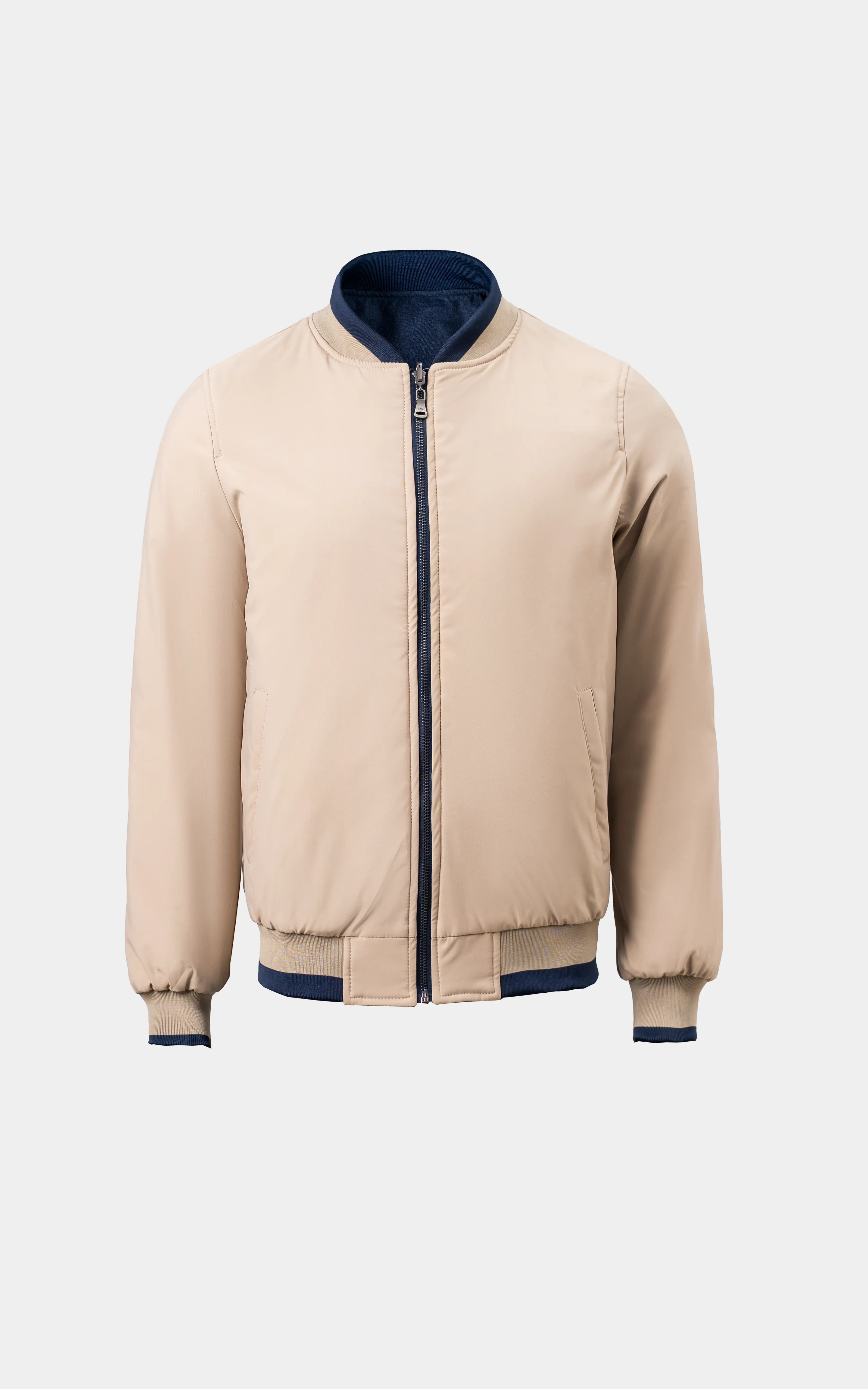 REVERSIBLE BOMBER JACKET BLUE BROWN