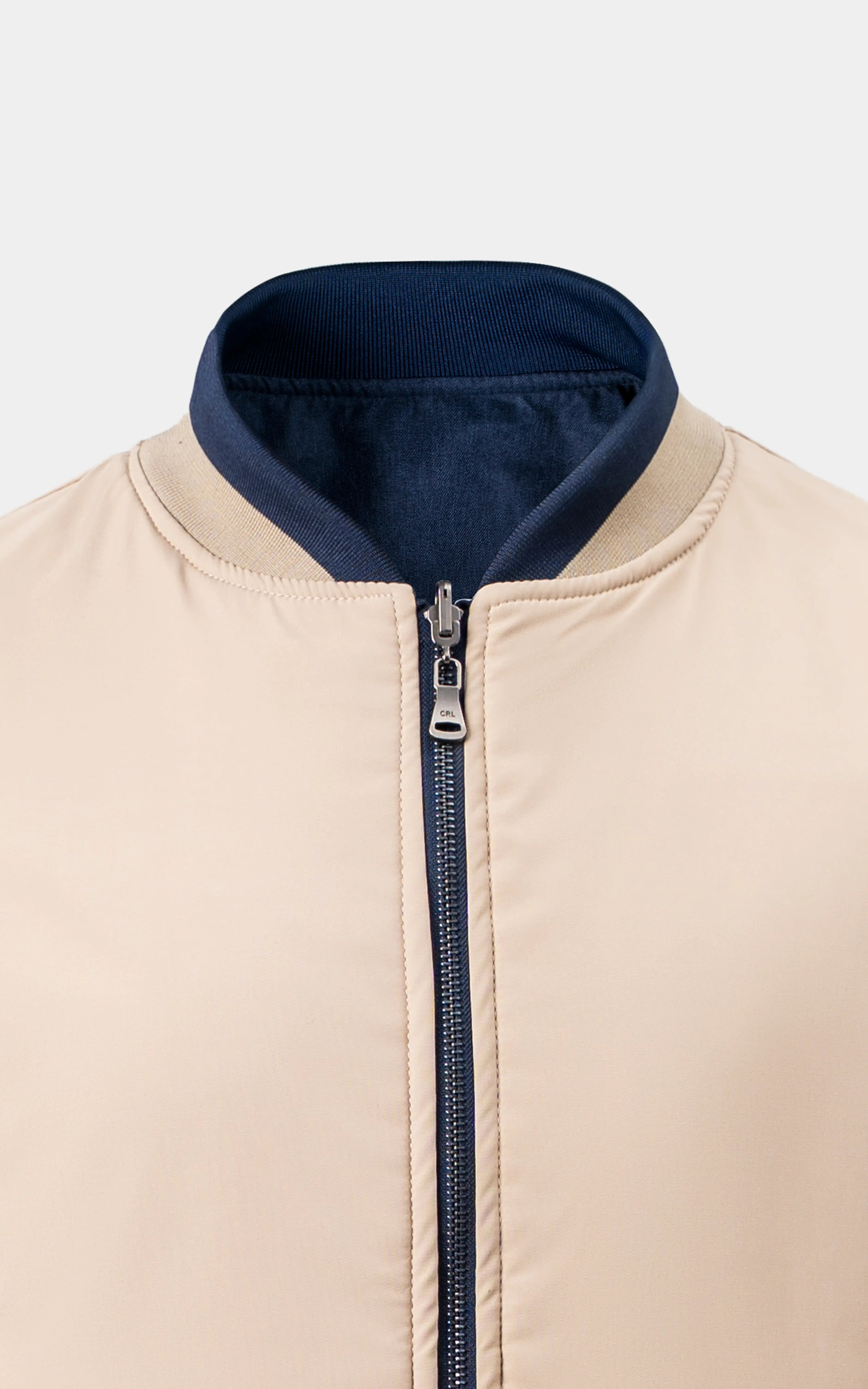 REVERSIBLE BOMBER JACKET BLUE BROWN