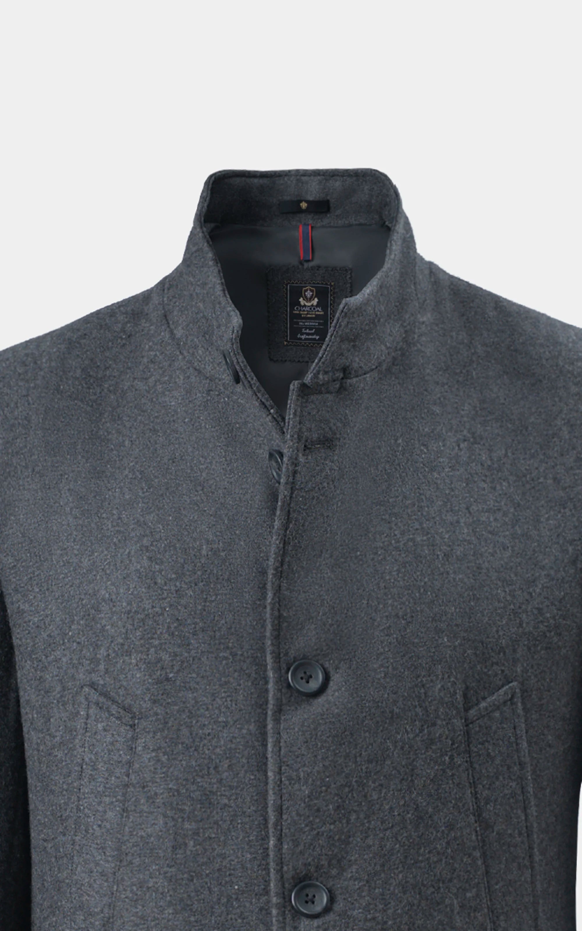 BAN COLLAR SMART FIT LONG COAT DARK GREY