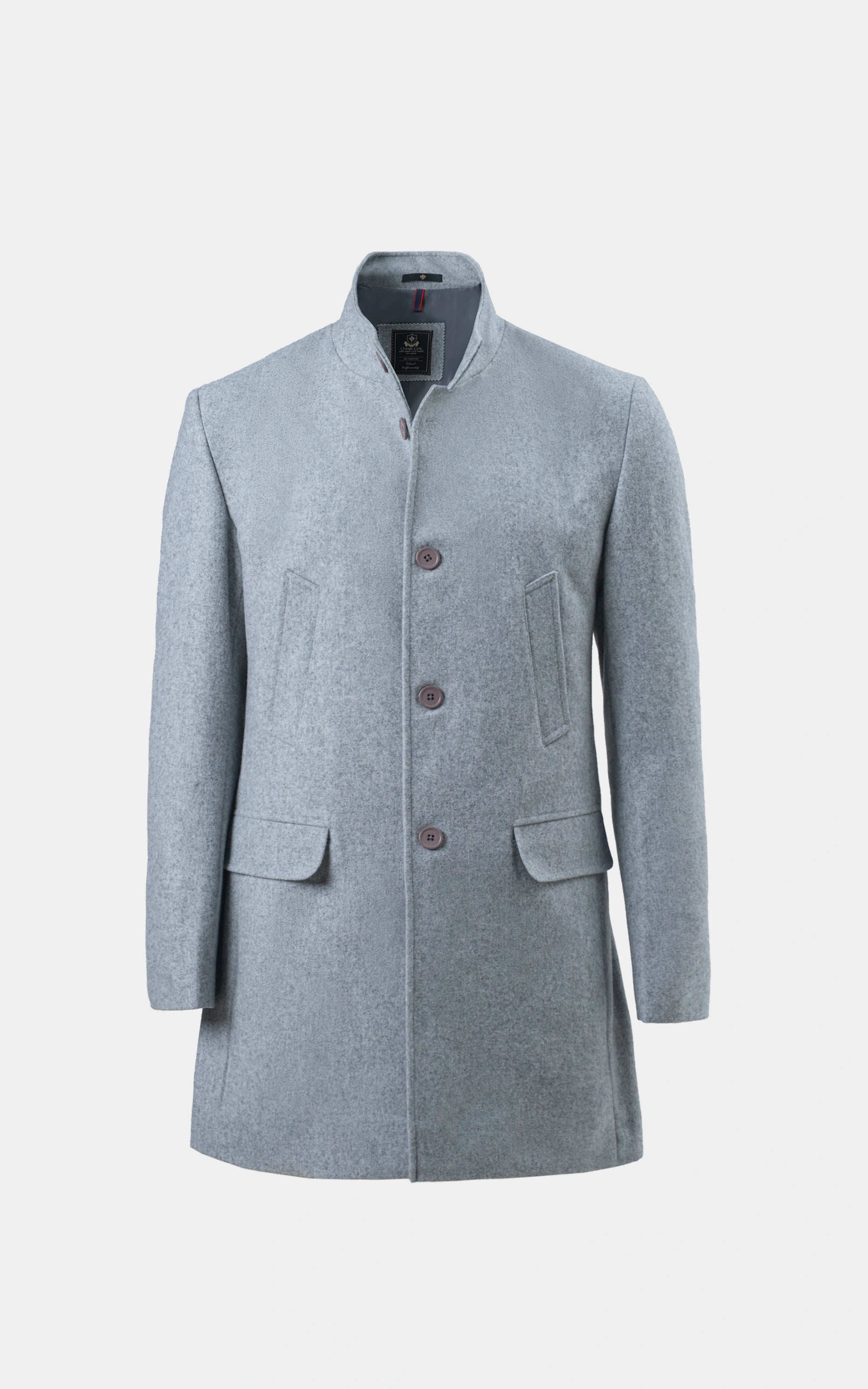 BAN COLLAR SMART FIT LONG COAT LIGHT GREY