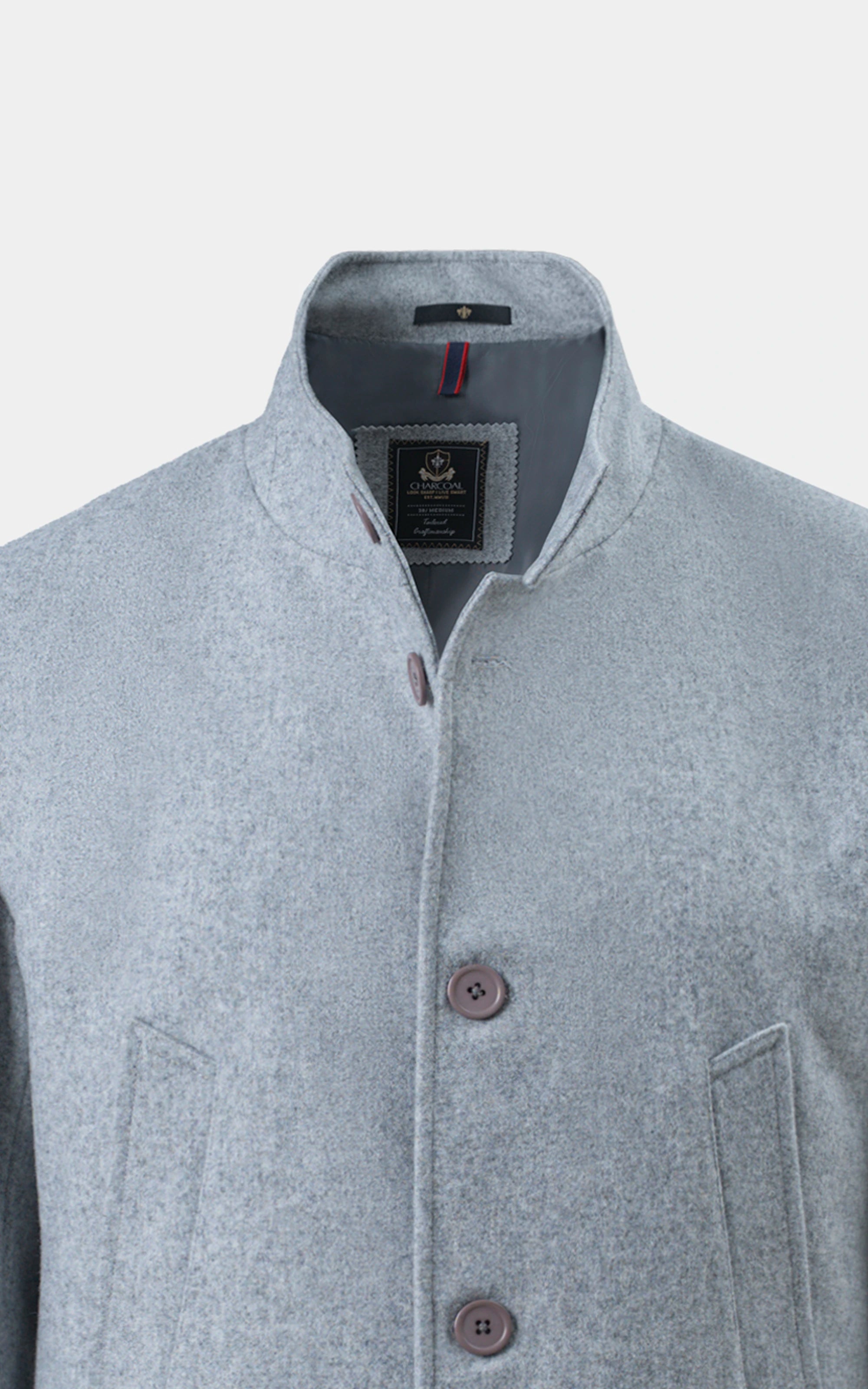 BAN COLLAR SMART FIT LONG COAT LIGHT GREY