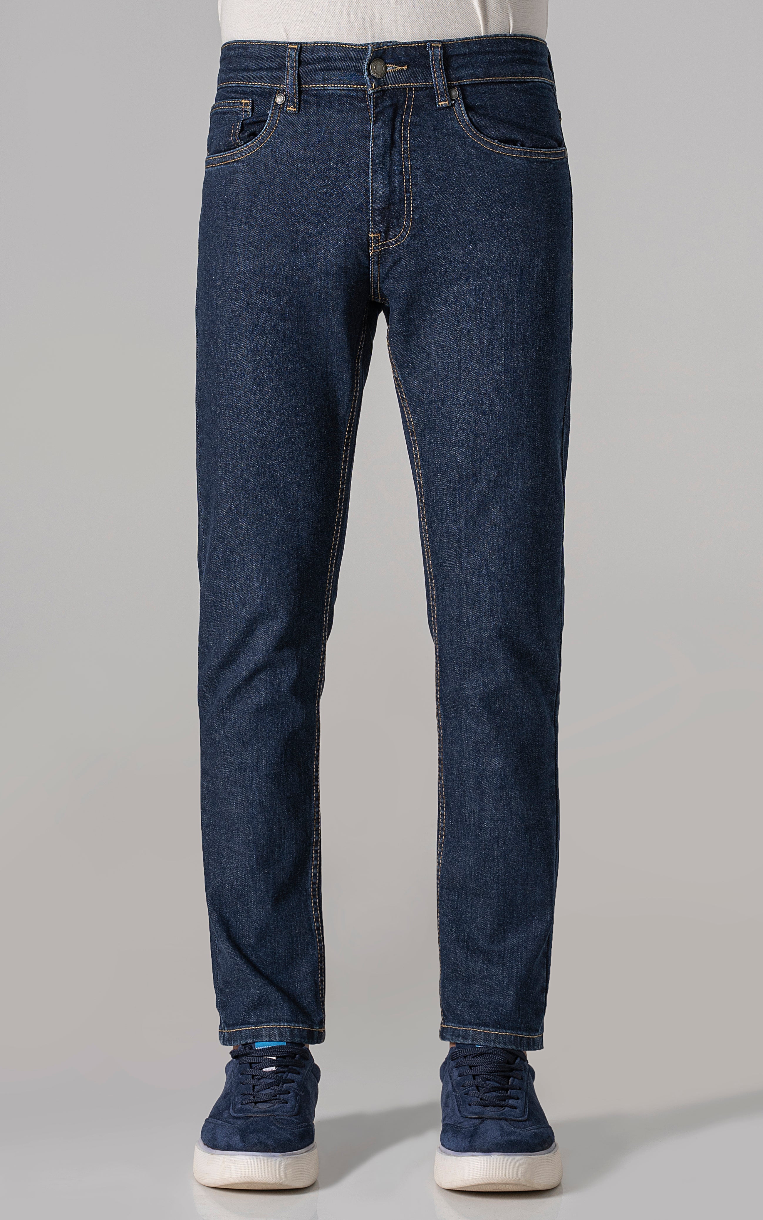 STRAIGHT LEG DENIM JEANS DARK BLUE