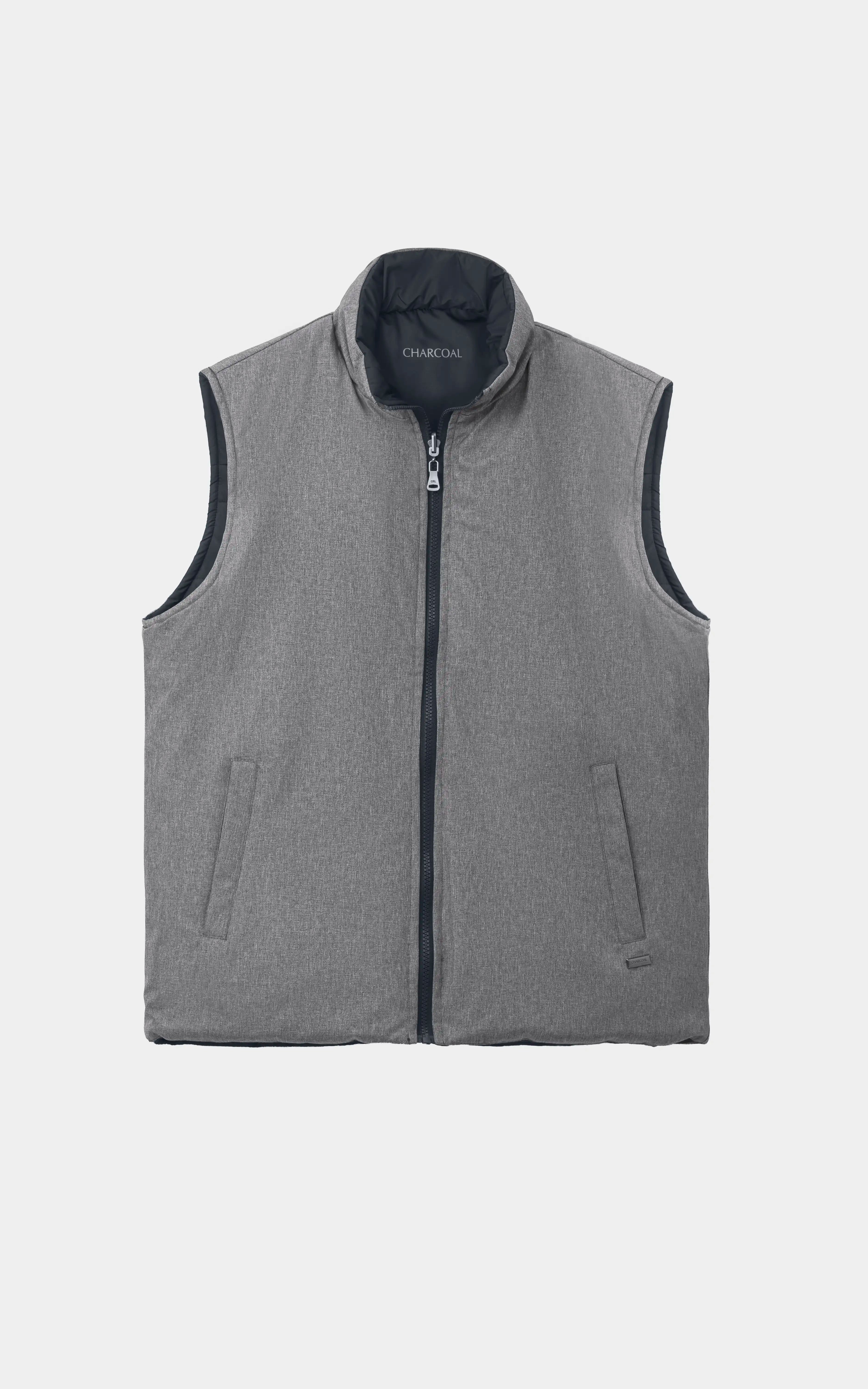 SMART FIT SLEEVELESS REVERSIBLE JACKET BLACK GREY MELANGE
