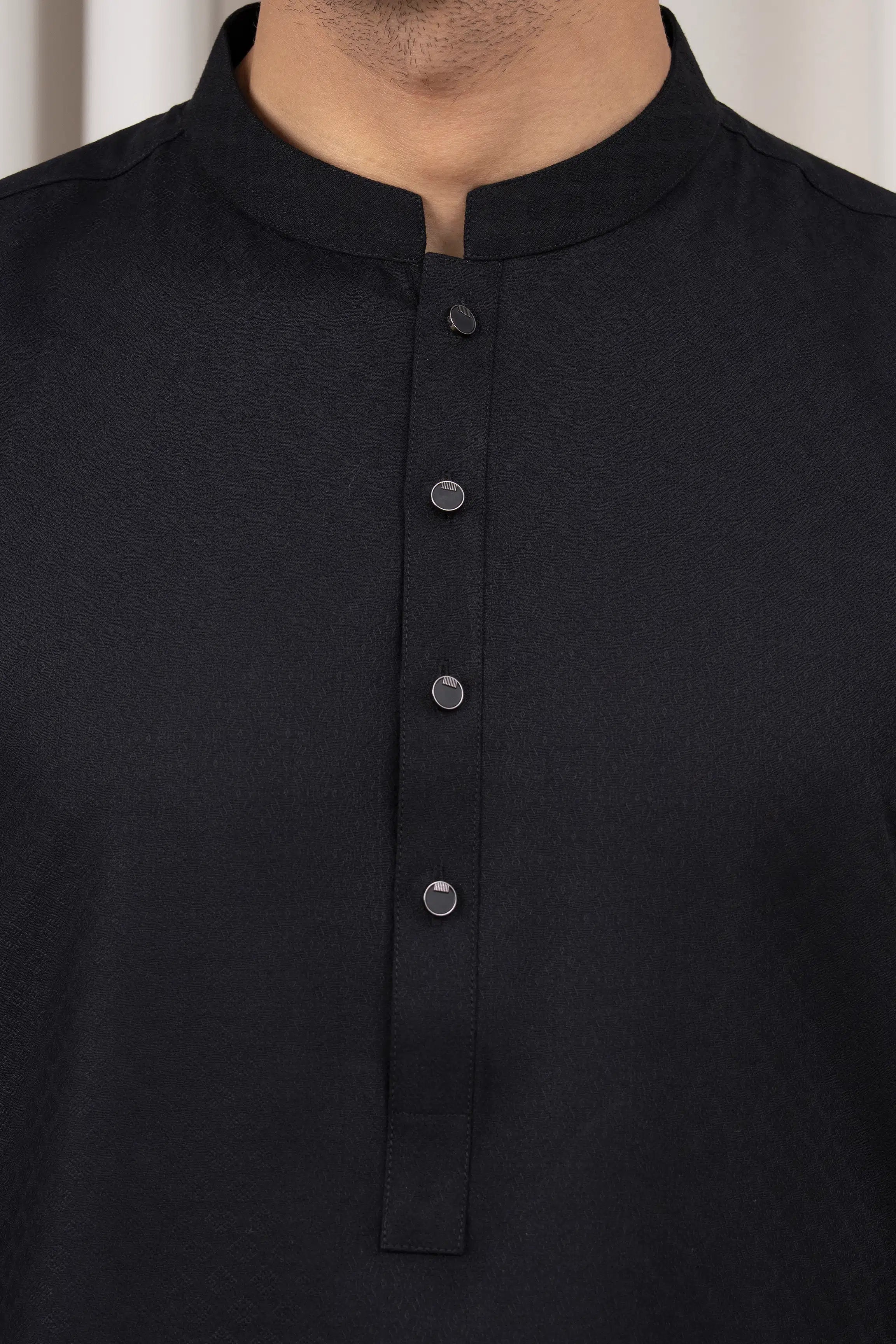 JACQUARD BLENDED KAMEEZ SHALWAR - SIGNATURE COLLECTION BLACK