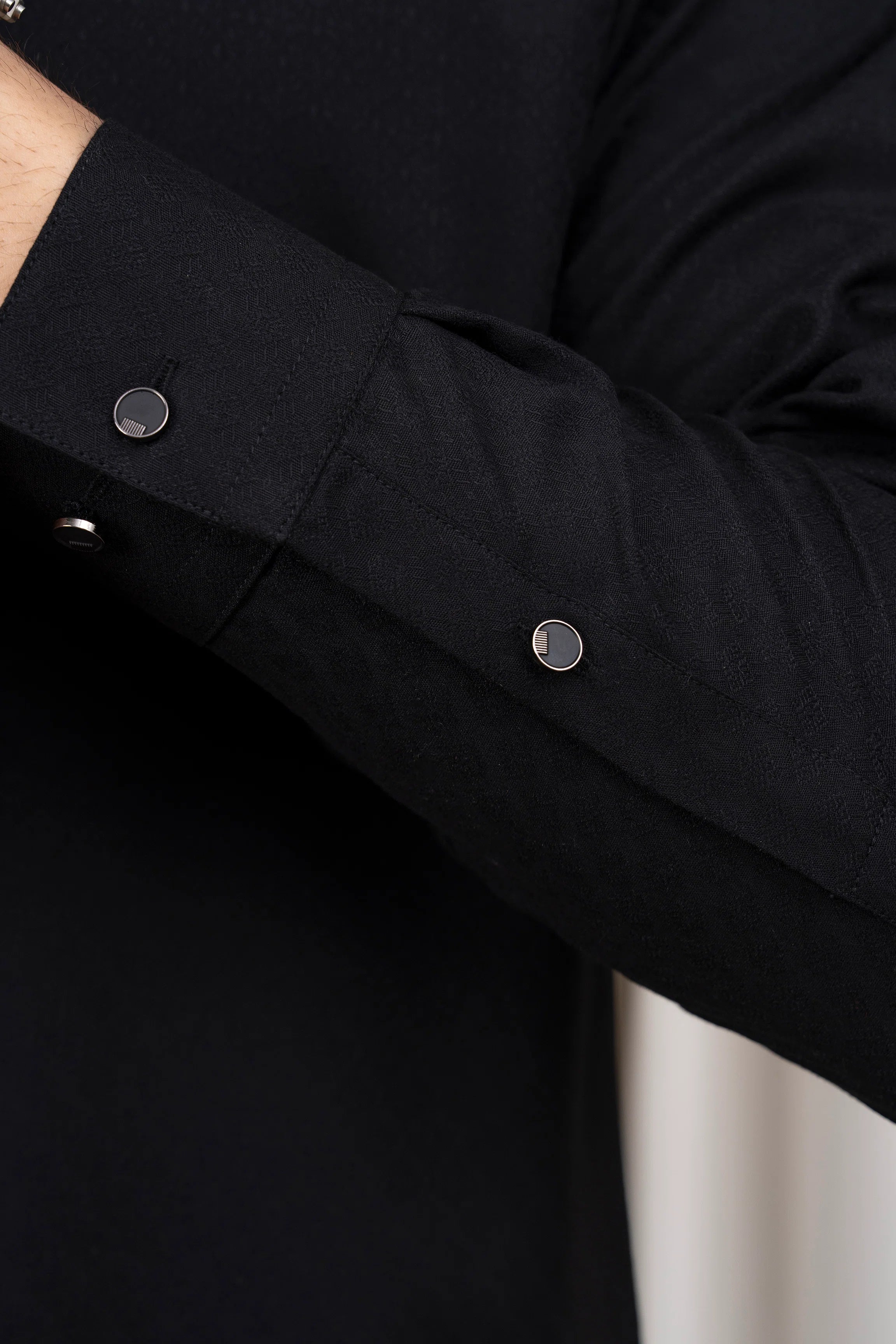 JACQUARD BLENDED KAMEEZ SHALWAR - SIGNATURE COLLECTION BLACK