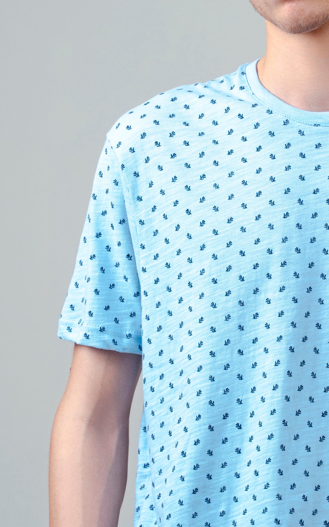 REGULAR FIT PRINTED T SHIRT SKY BLUE