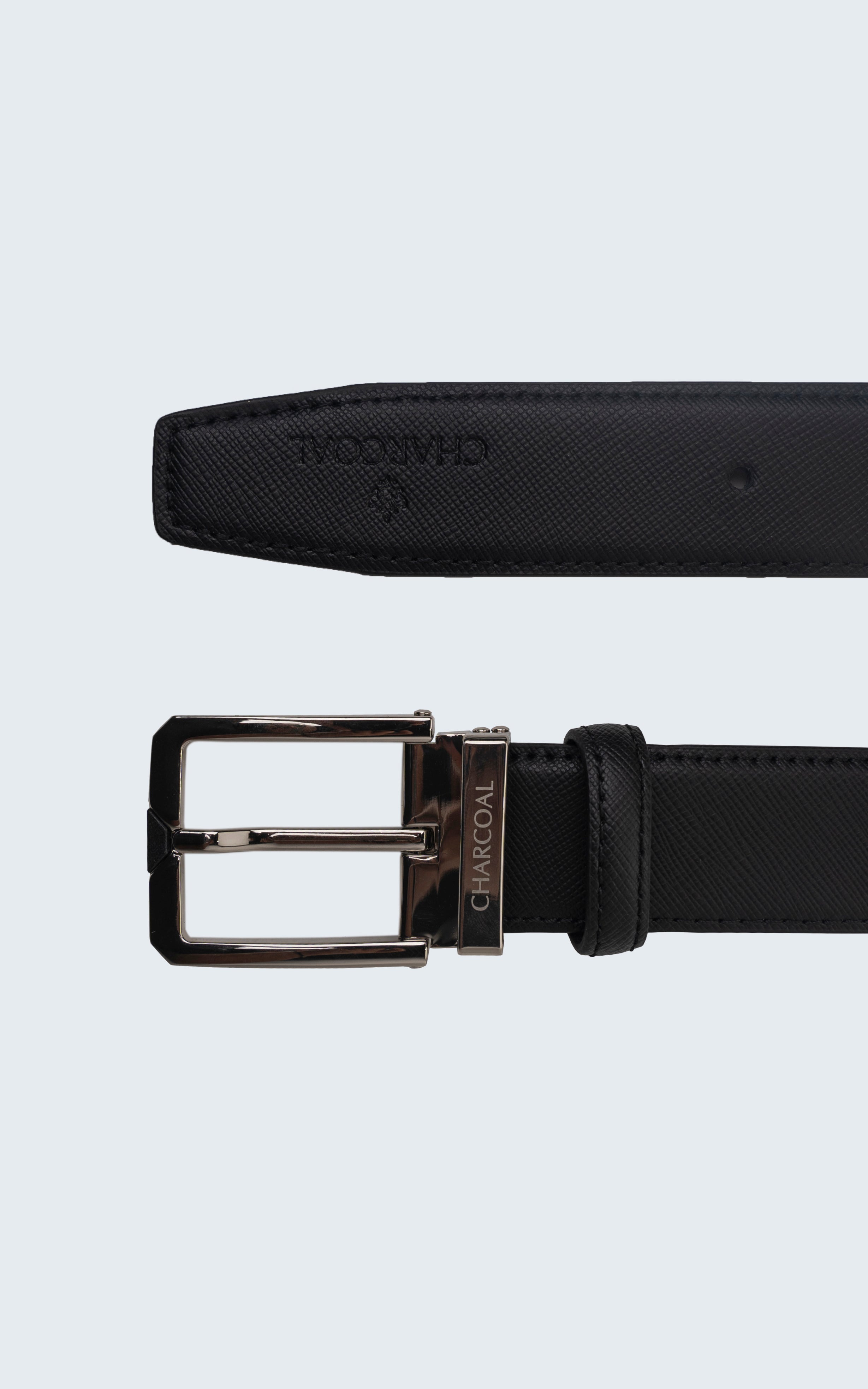 Self Textured  Formal Belt Black