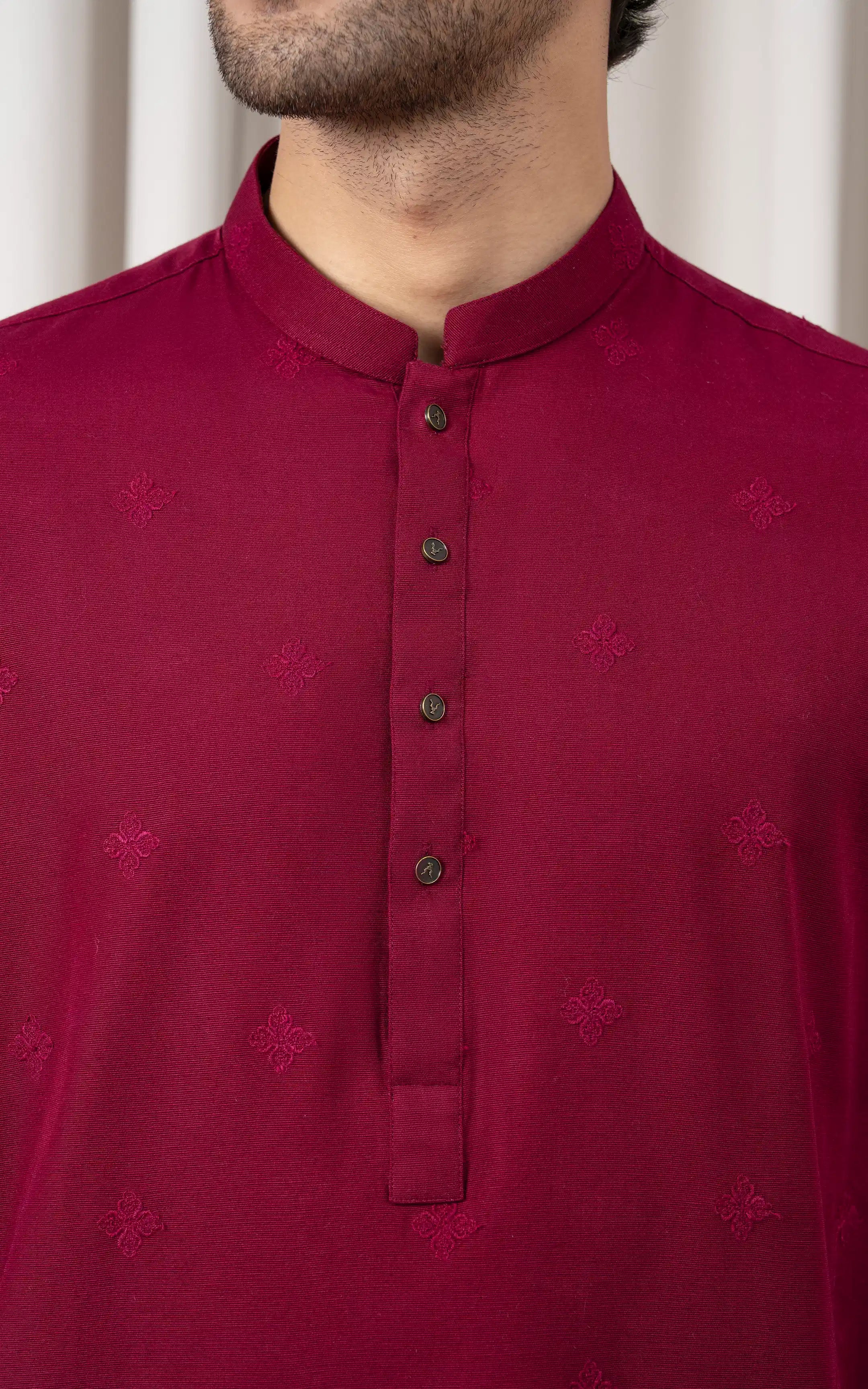 SPRAY EMBROIDERED KURTA PAJAMA - PREMIUM COLLECTION MAROON