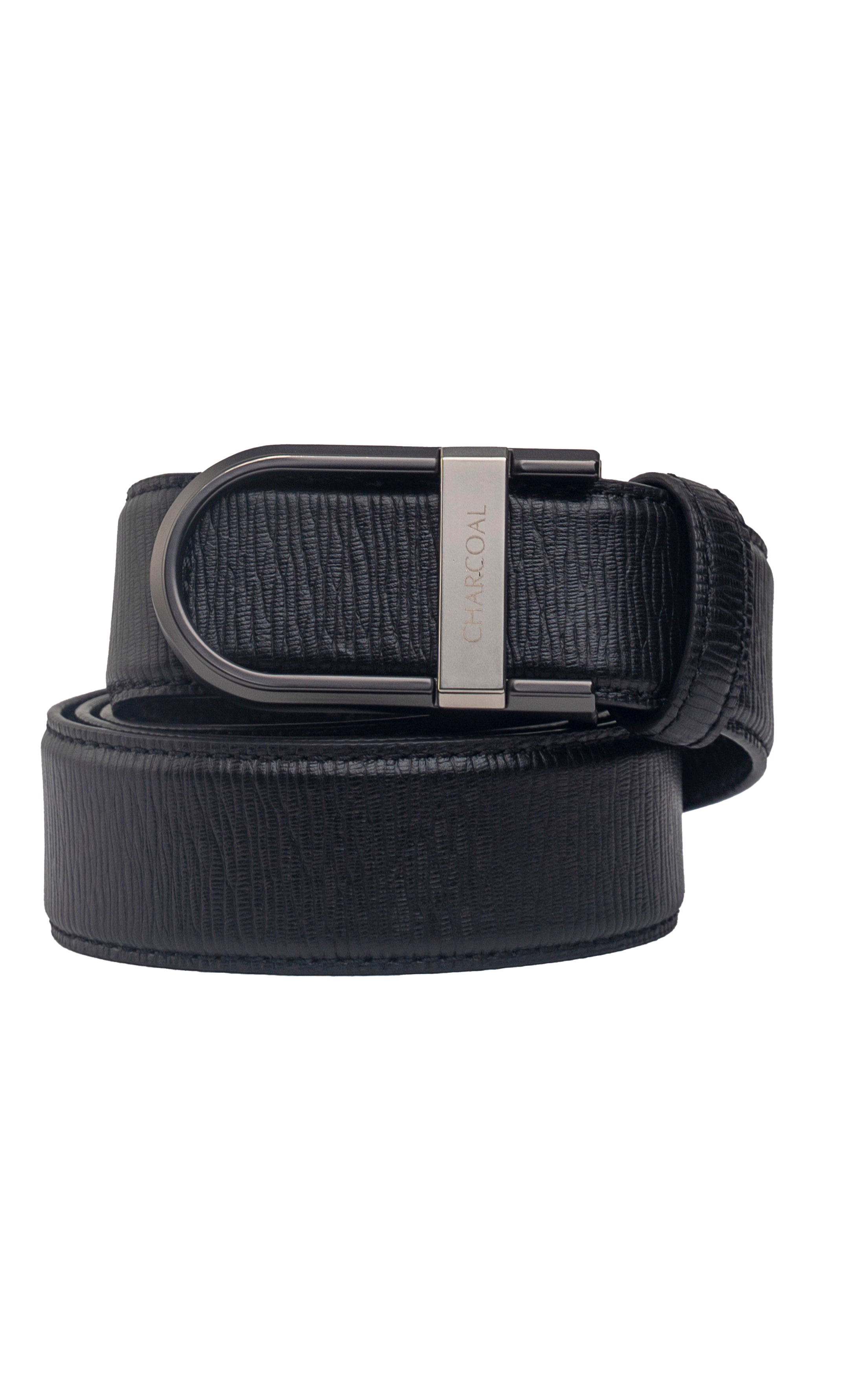 Self Textured  Formal Belt Black