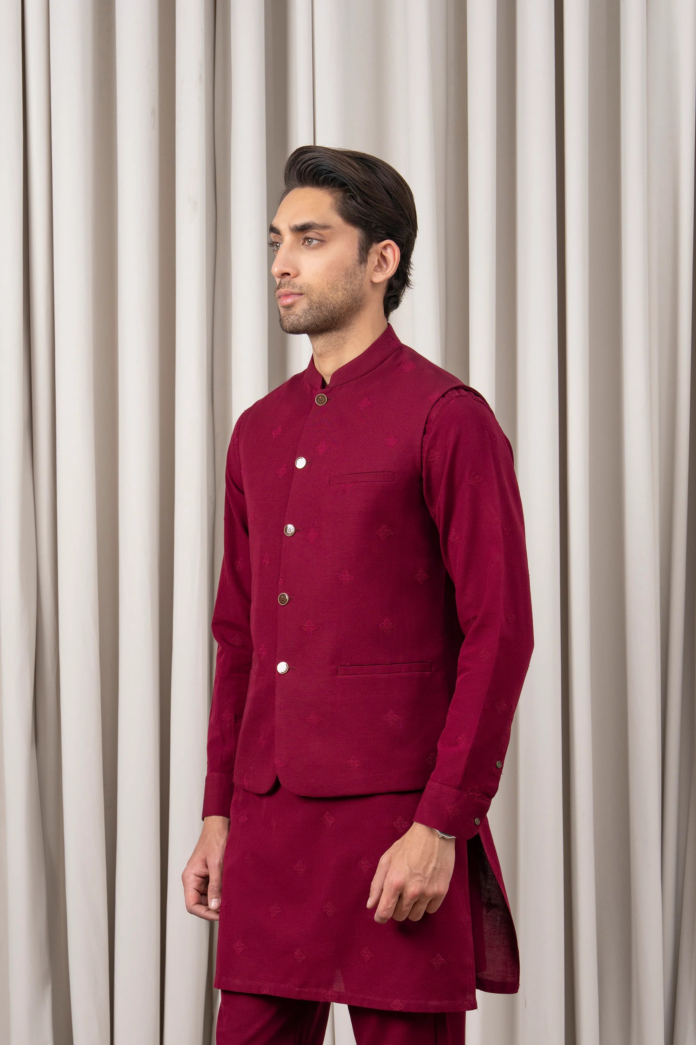 EMBROIDERED WAISTCOAT | PREMIUM COLLECTION MAROON