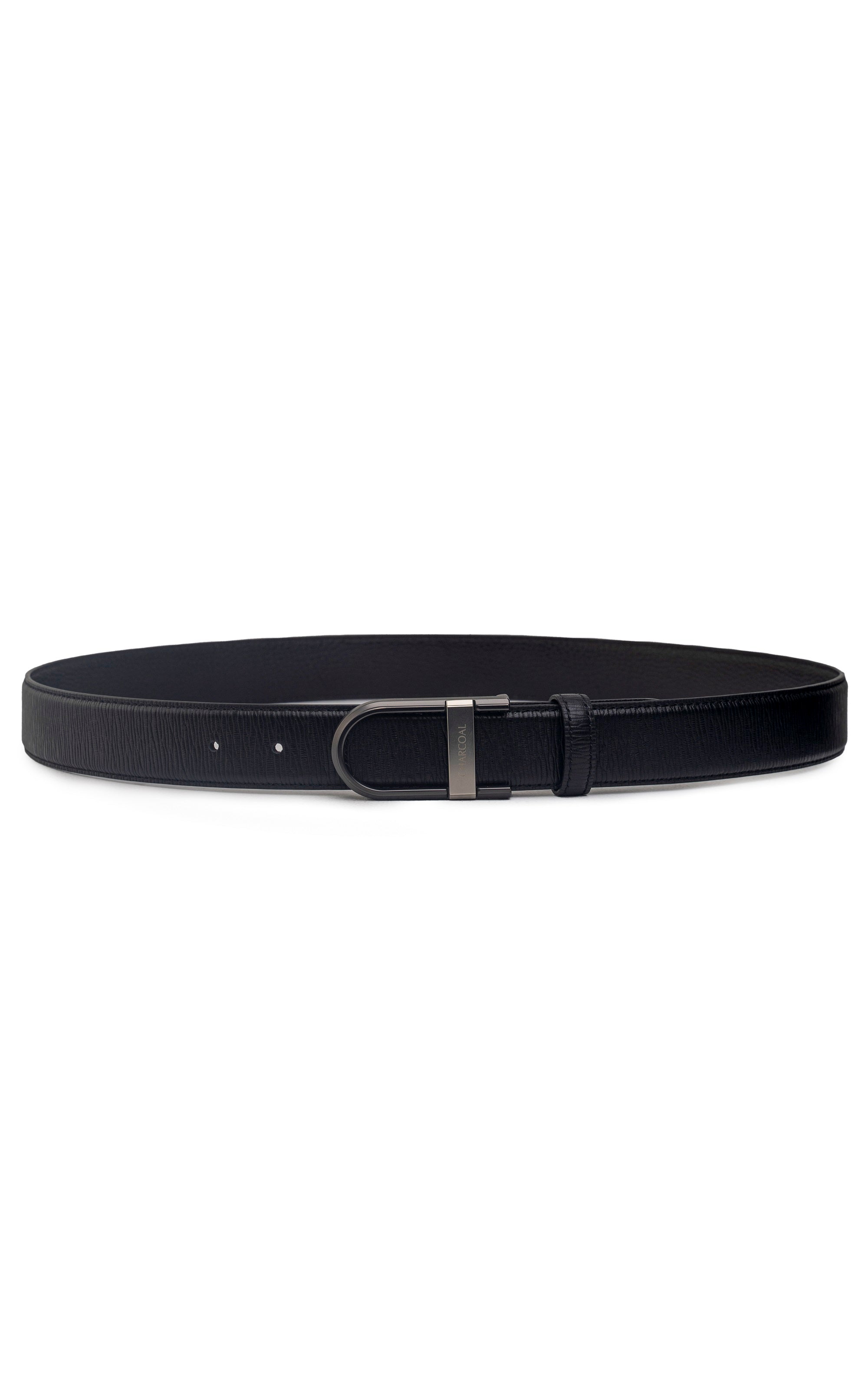 Self Textured  Formal Belt Black