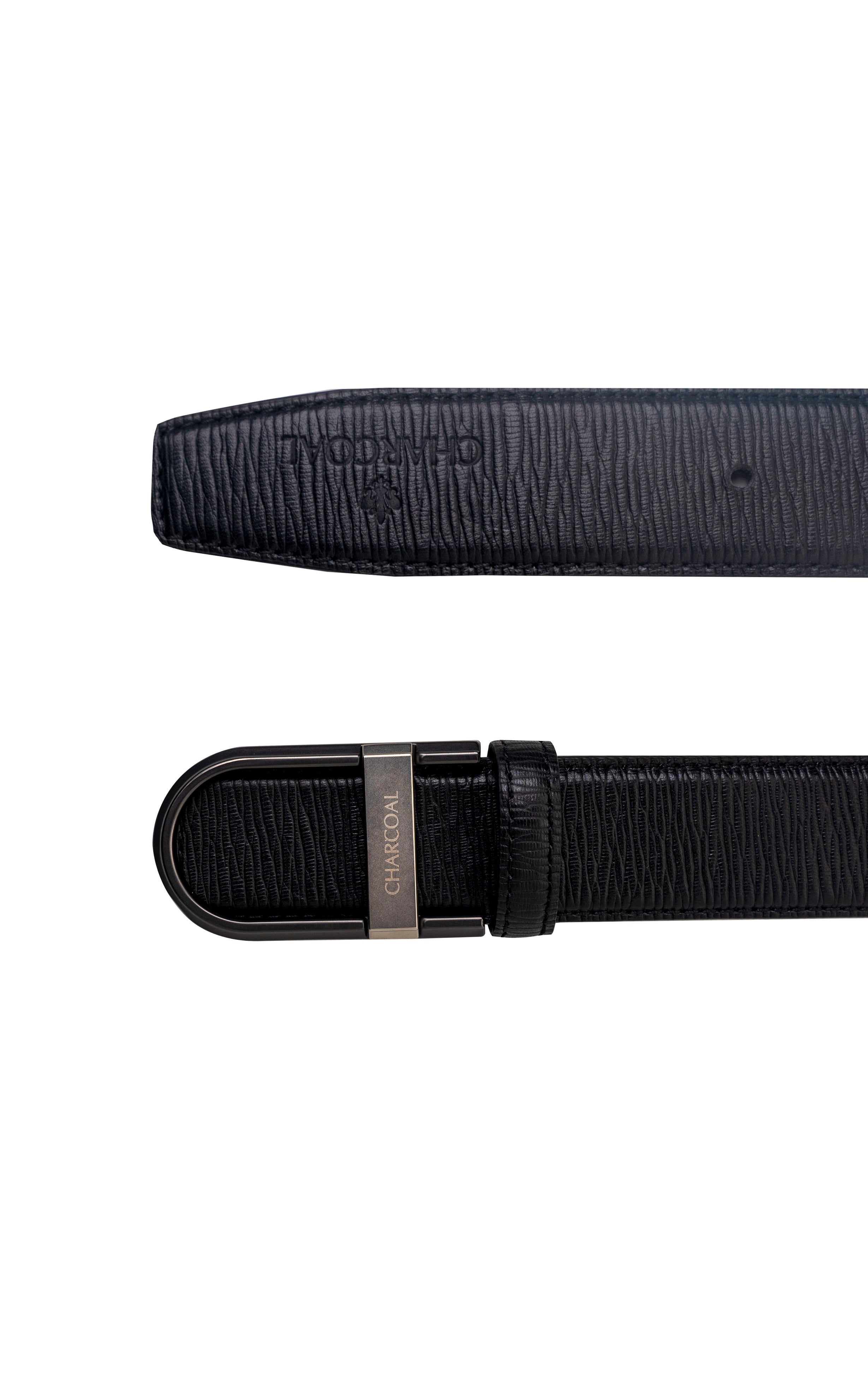 Self Textured  Formal Belt Black