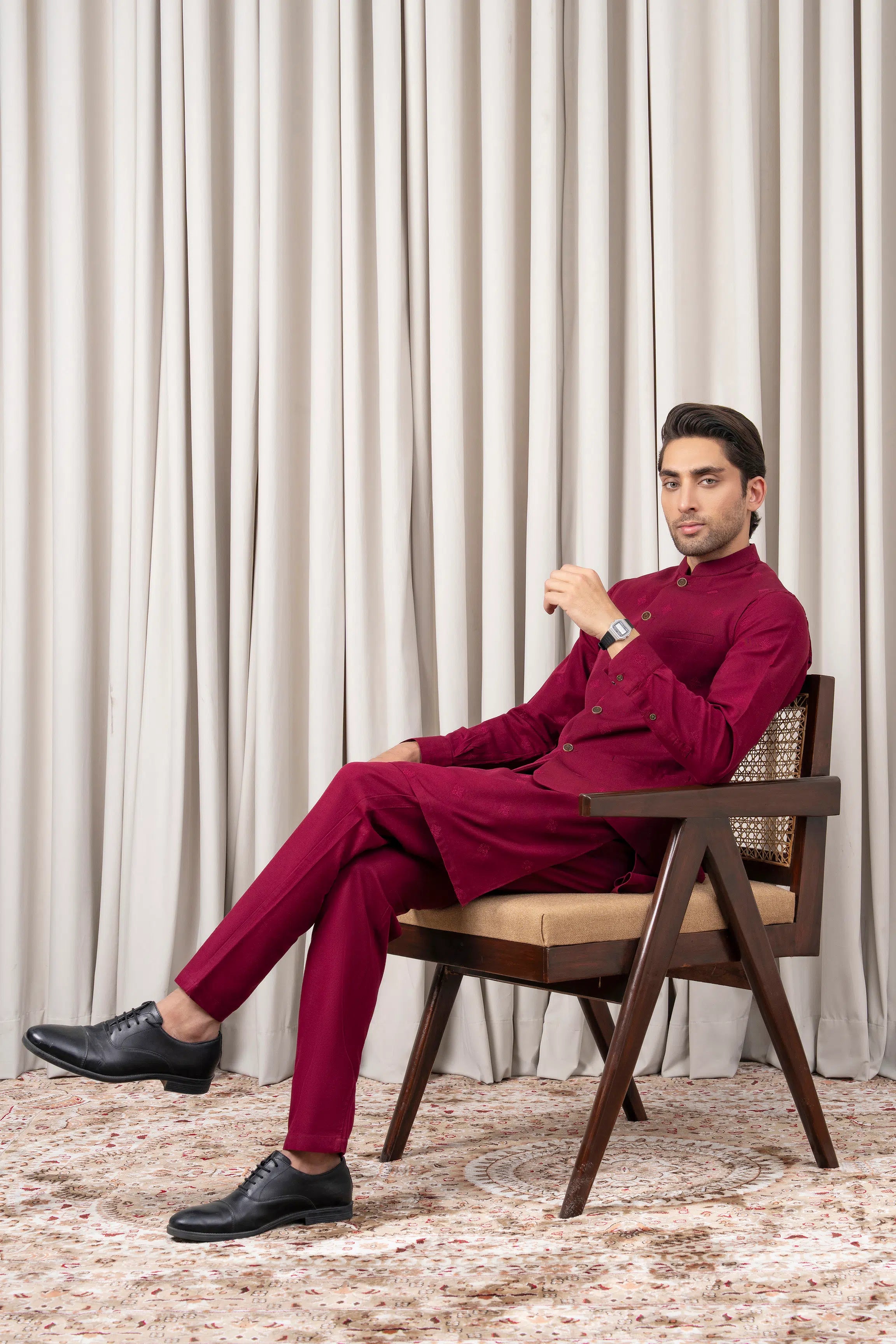 EMBROIDERED WAISTCOAT | PREMIUM COLLECTION MAROON