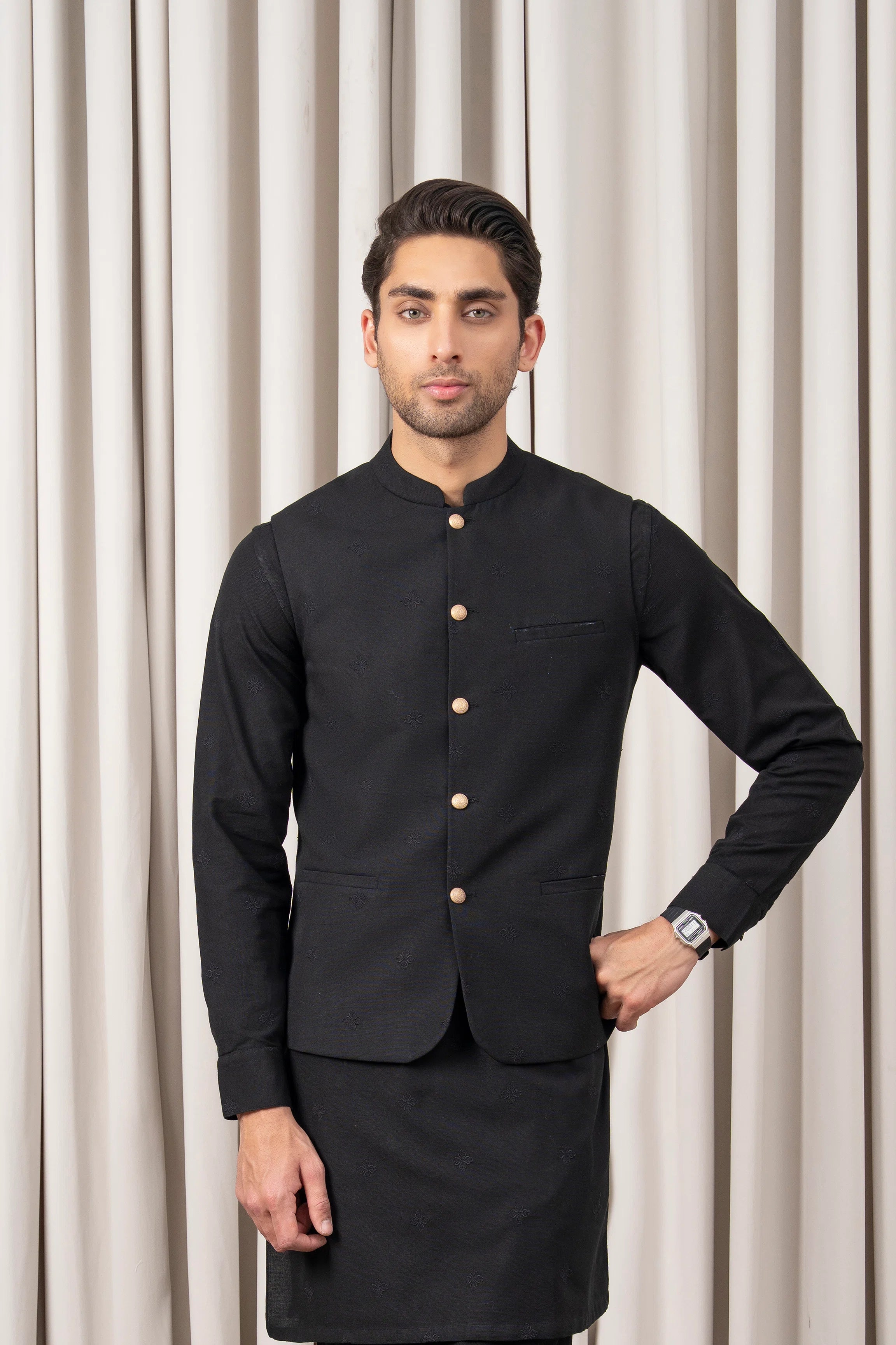 EMBROIDERED WAISTCOAT | PREMIUM COLLECTION BLACK