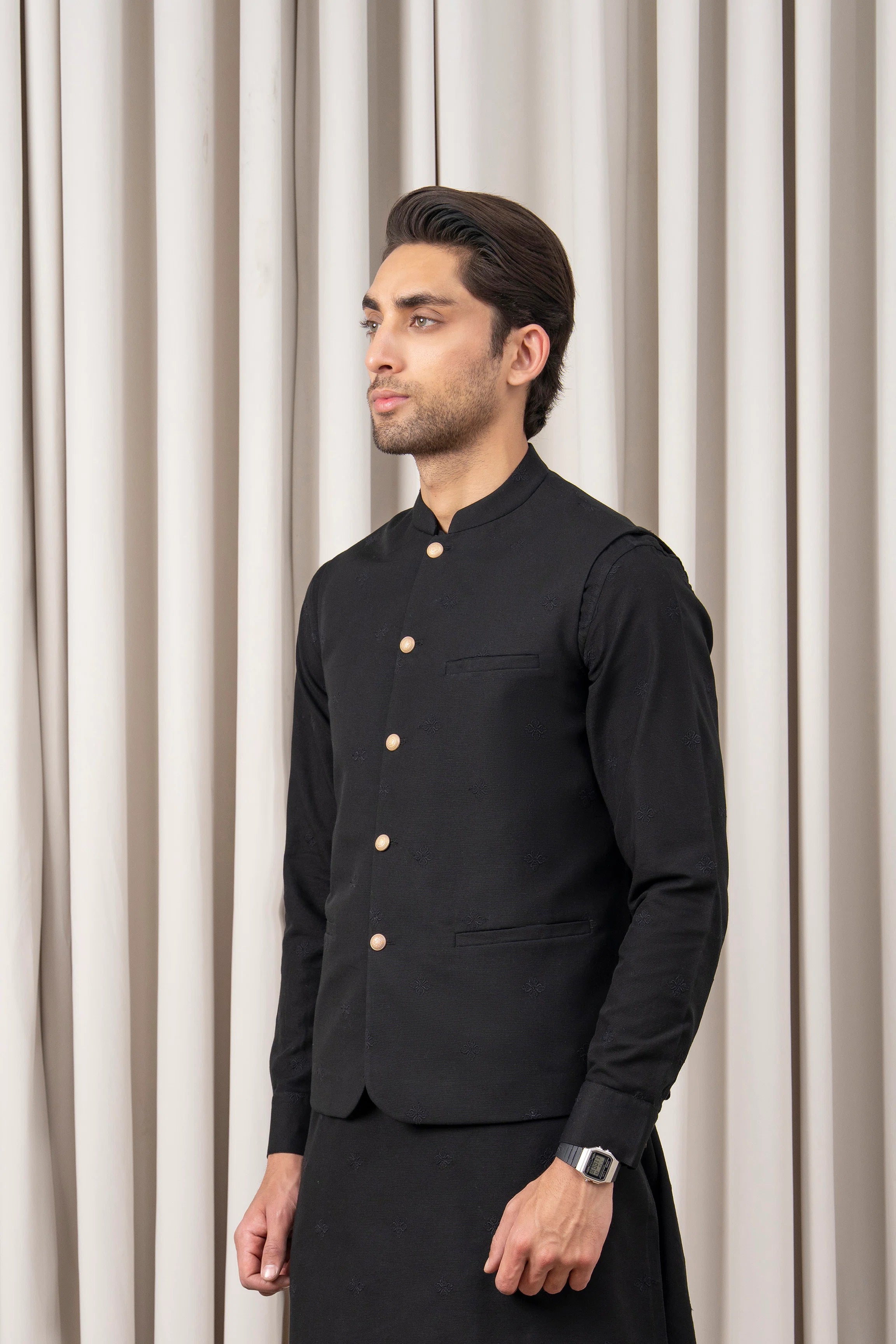 EMBROIDERED WAISTCOAT | PREMIUM COLLECTION BLACK