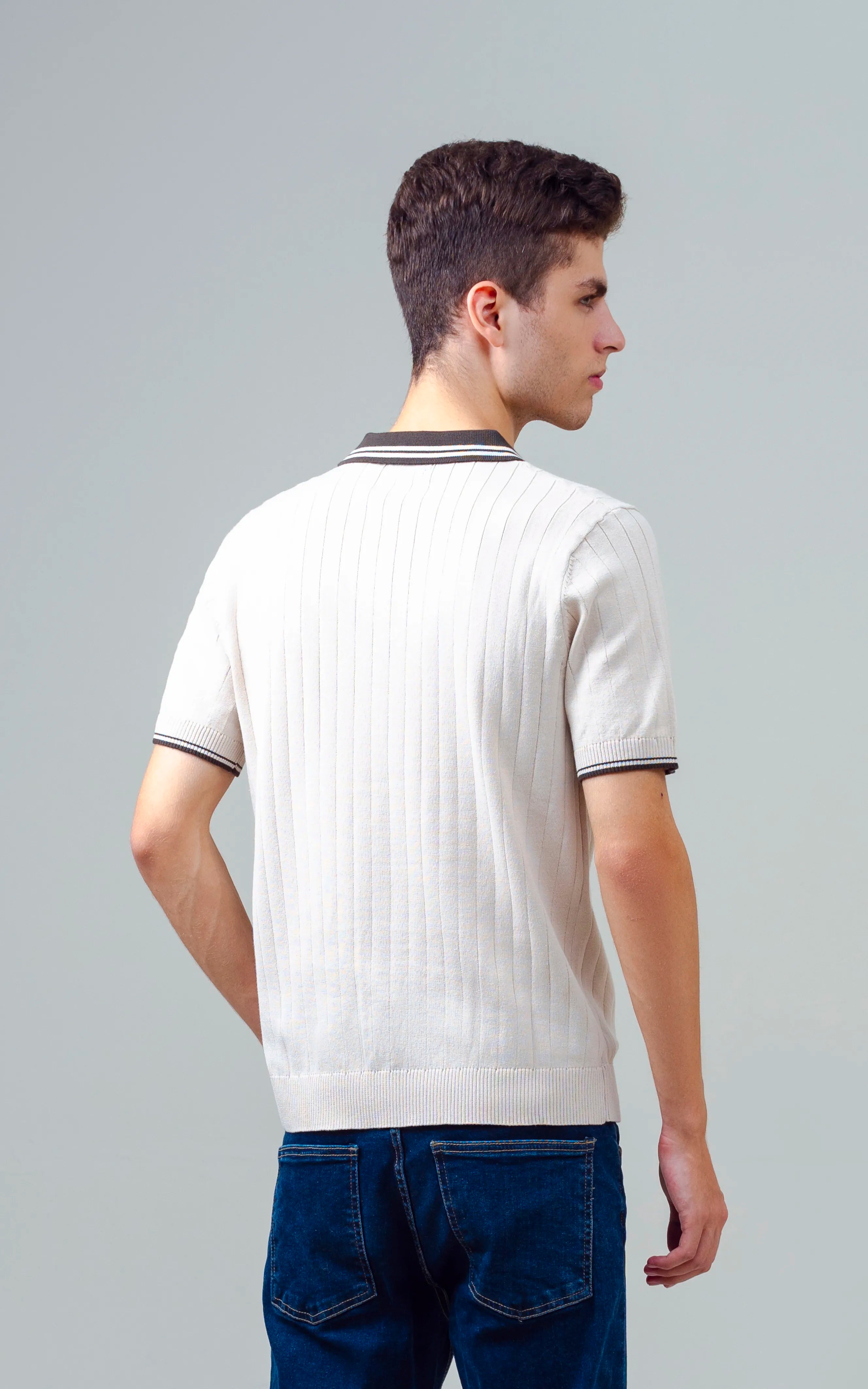 KNITTED TIPPING COLLAR POLO BEIGE