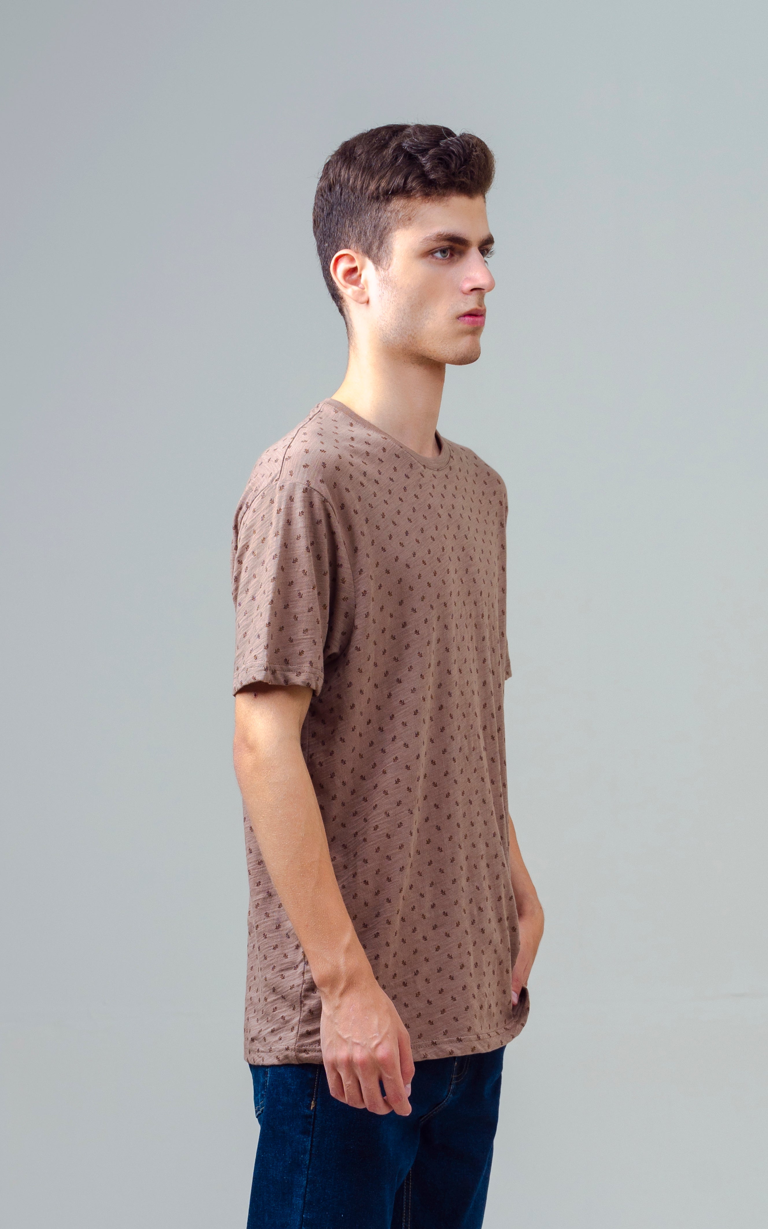 REGULAR FIT PRINTED T SHIRT KHAKI