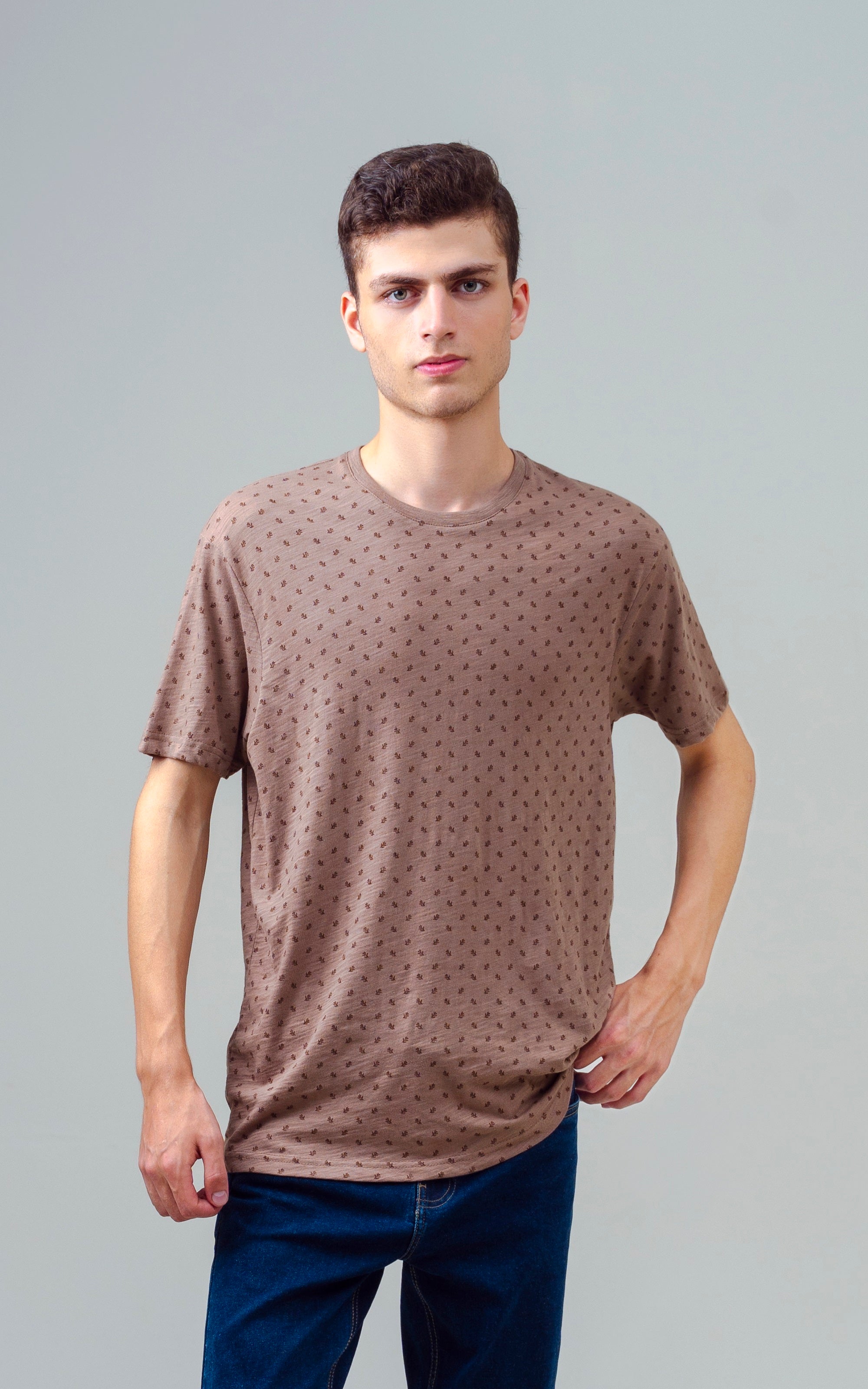 REGULAR FIT PRINTED T SHIRT KHAKI