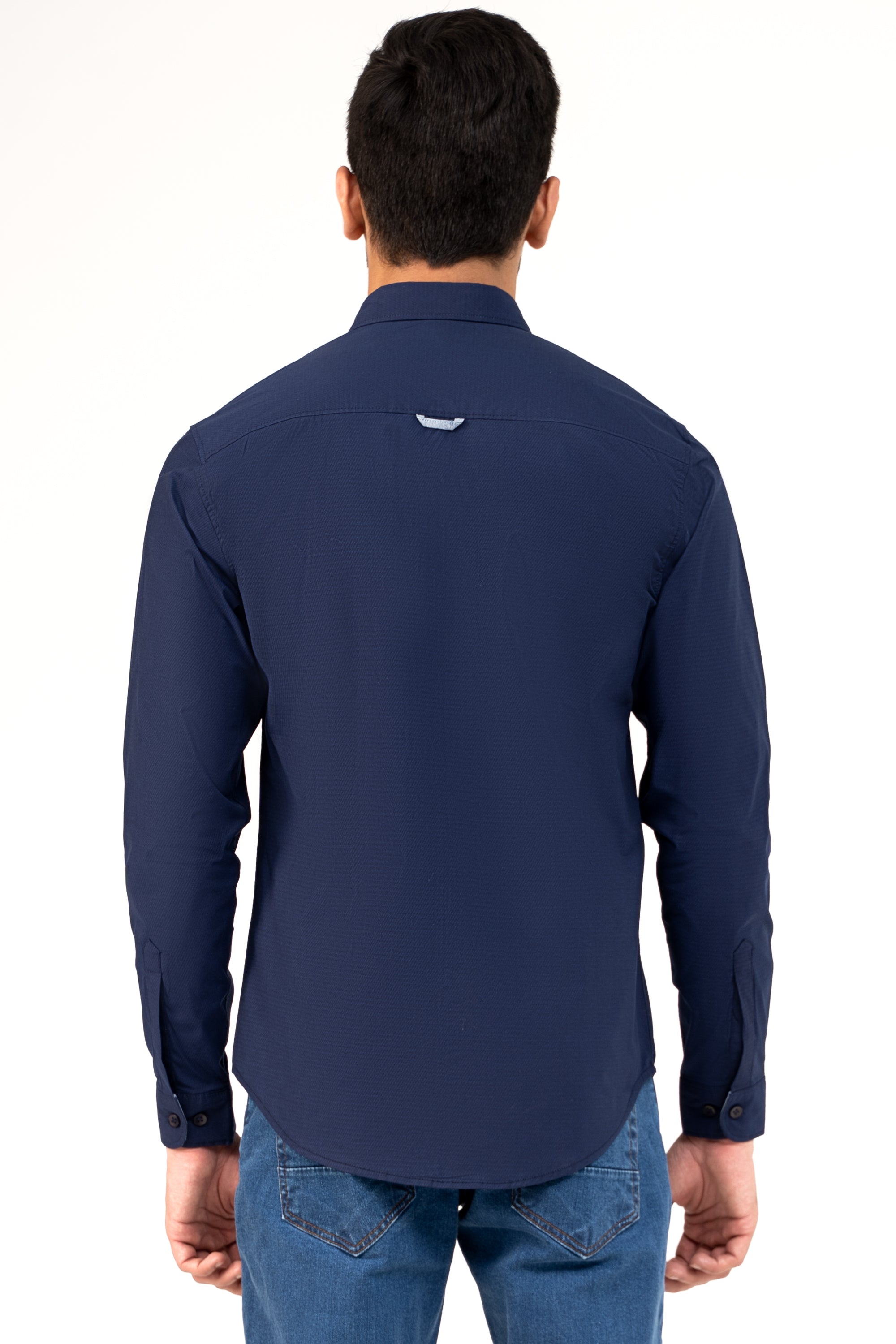 CASUAL SHIRT DARK BLUE SELF