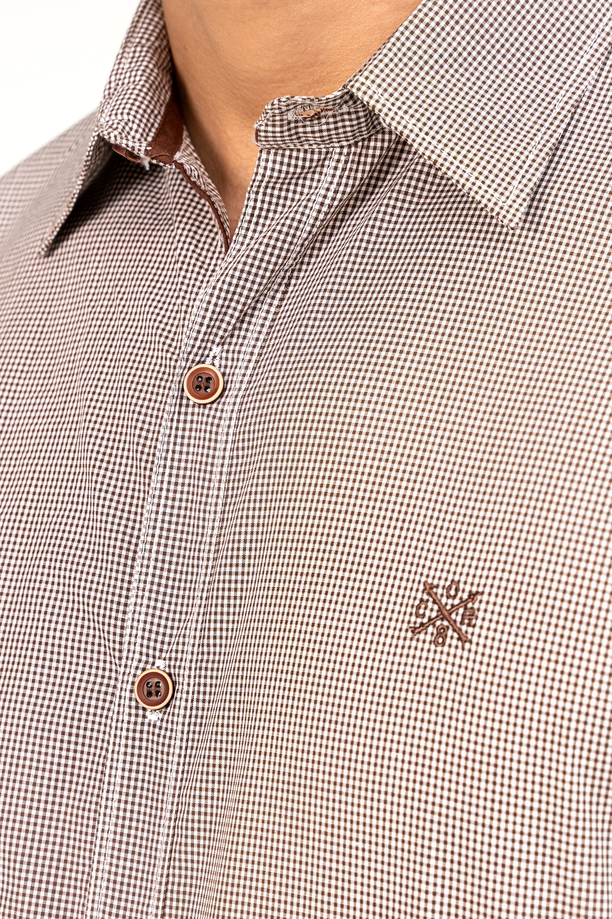 CASUAL SHIRT BROWN MINI CHECK