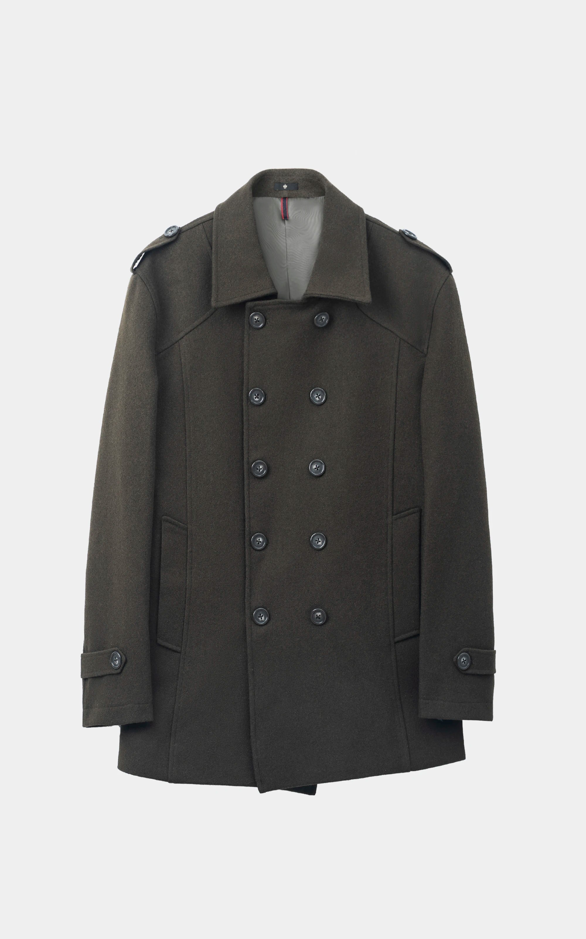 DOUBLE BREASTED PEACOAT OLIVE