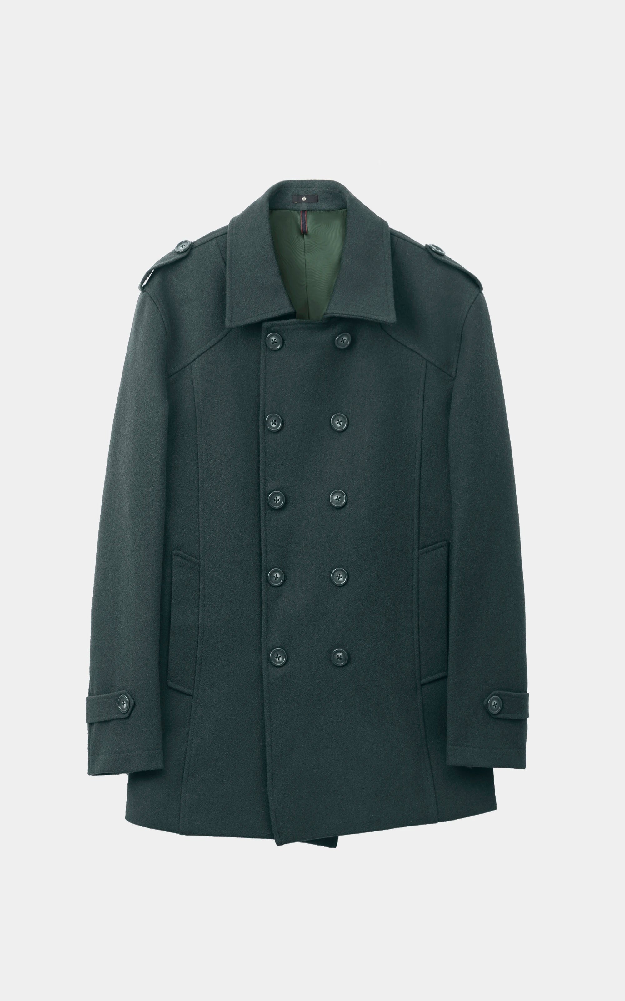 DOUBLE BREASTED PEACOAT GREEN