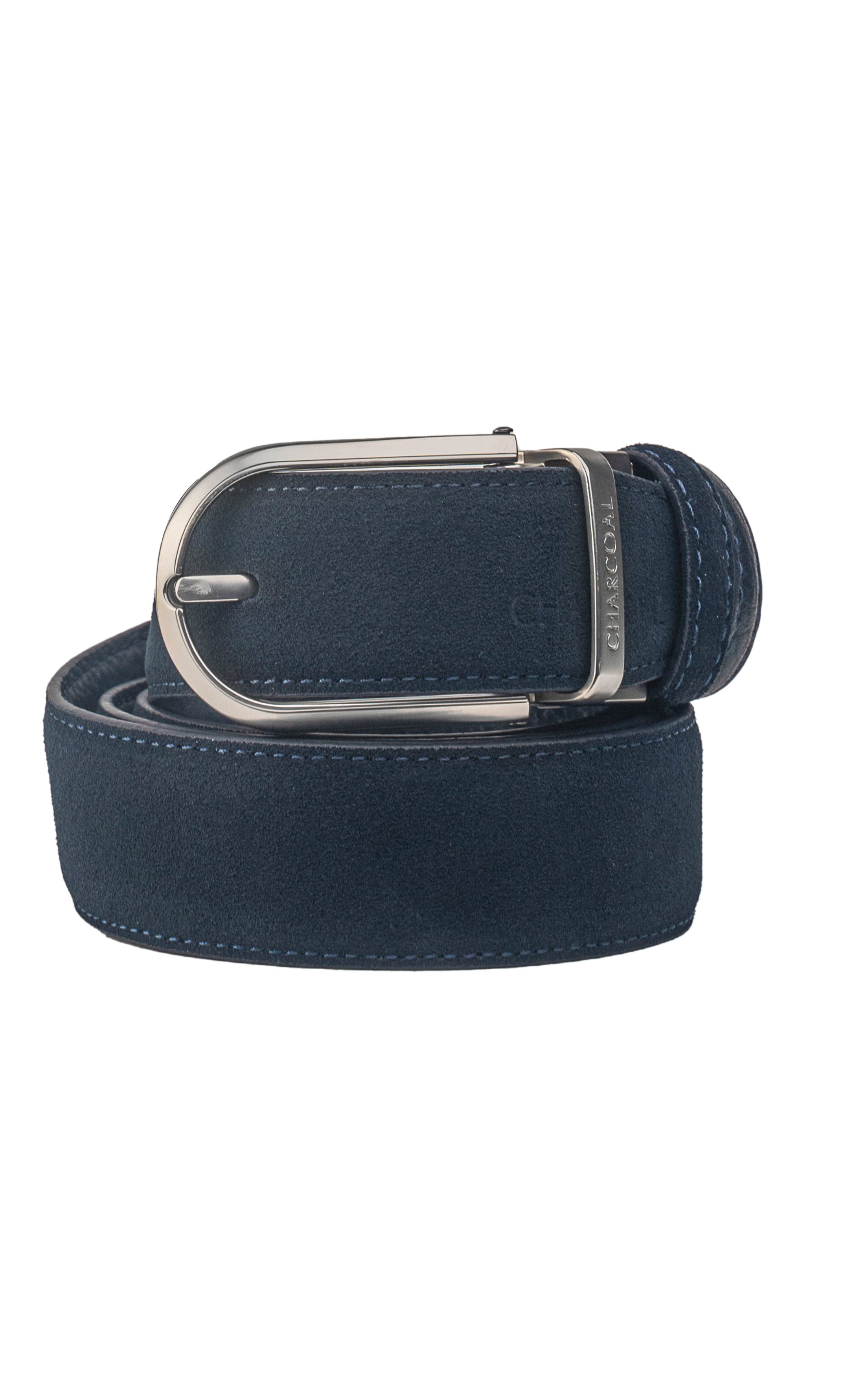 Suede Leather Reversible Belt dark Blue