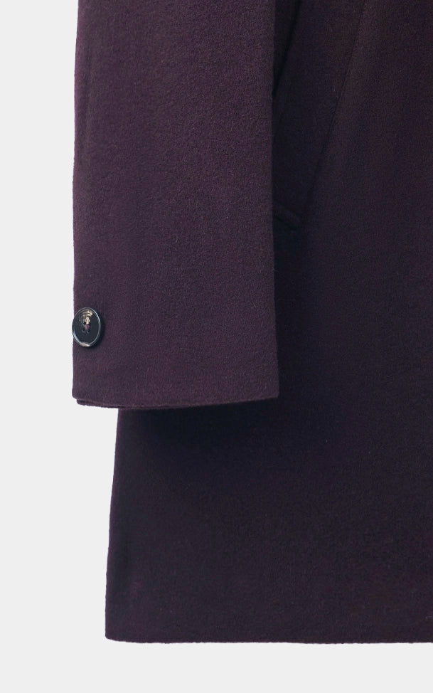 NOTCH LAPEL SMART FIT LONG COAT BURGUNDY