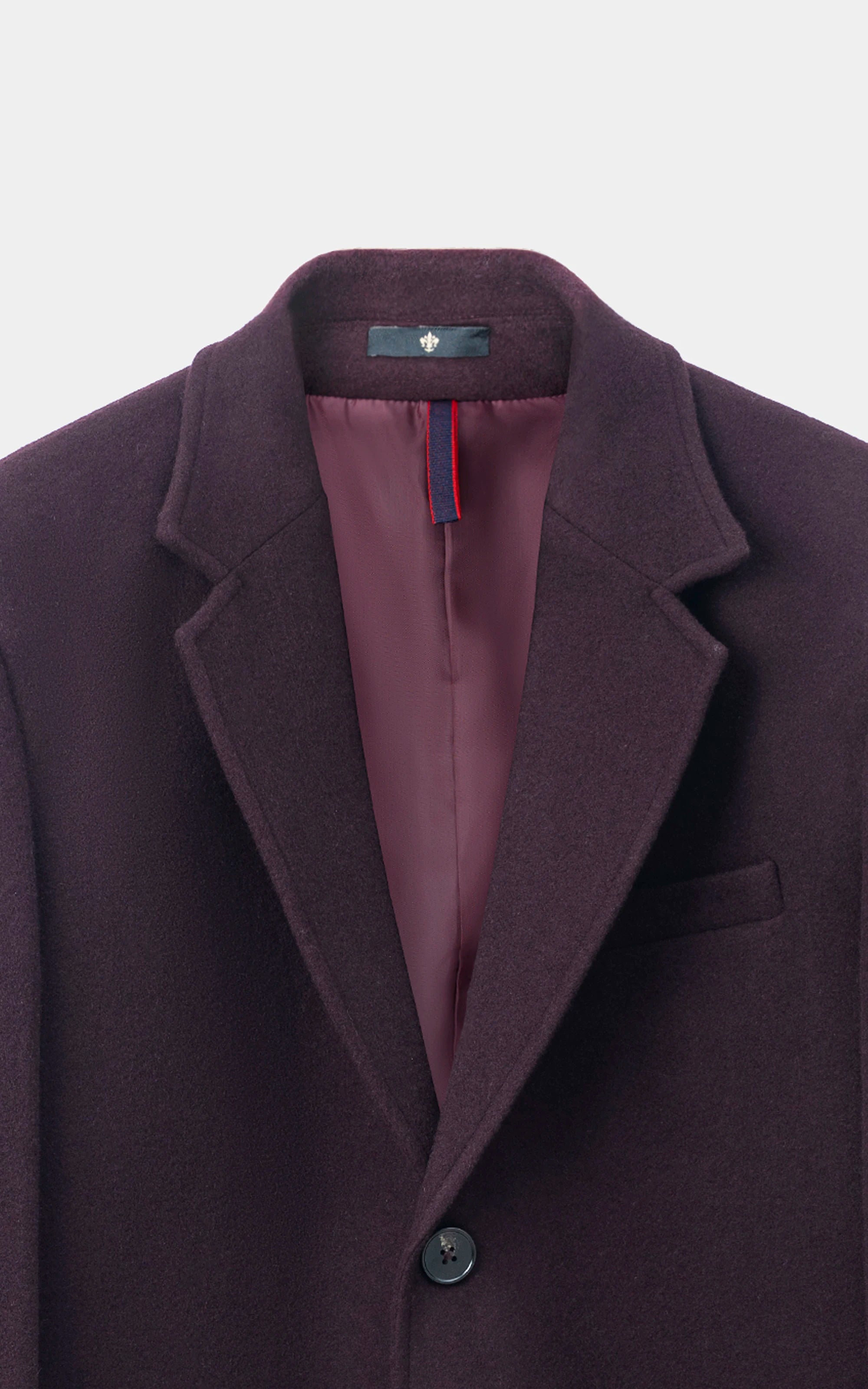 NOTCH LAPEL SMART FIT LONG COAT BURGUNDY