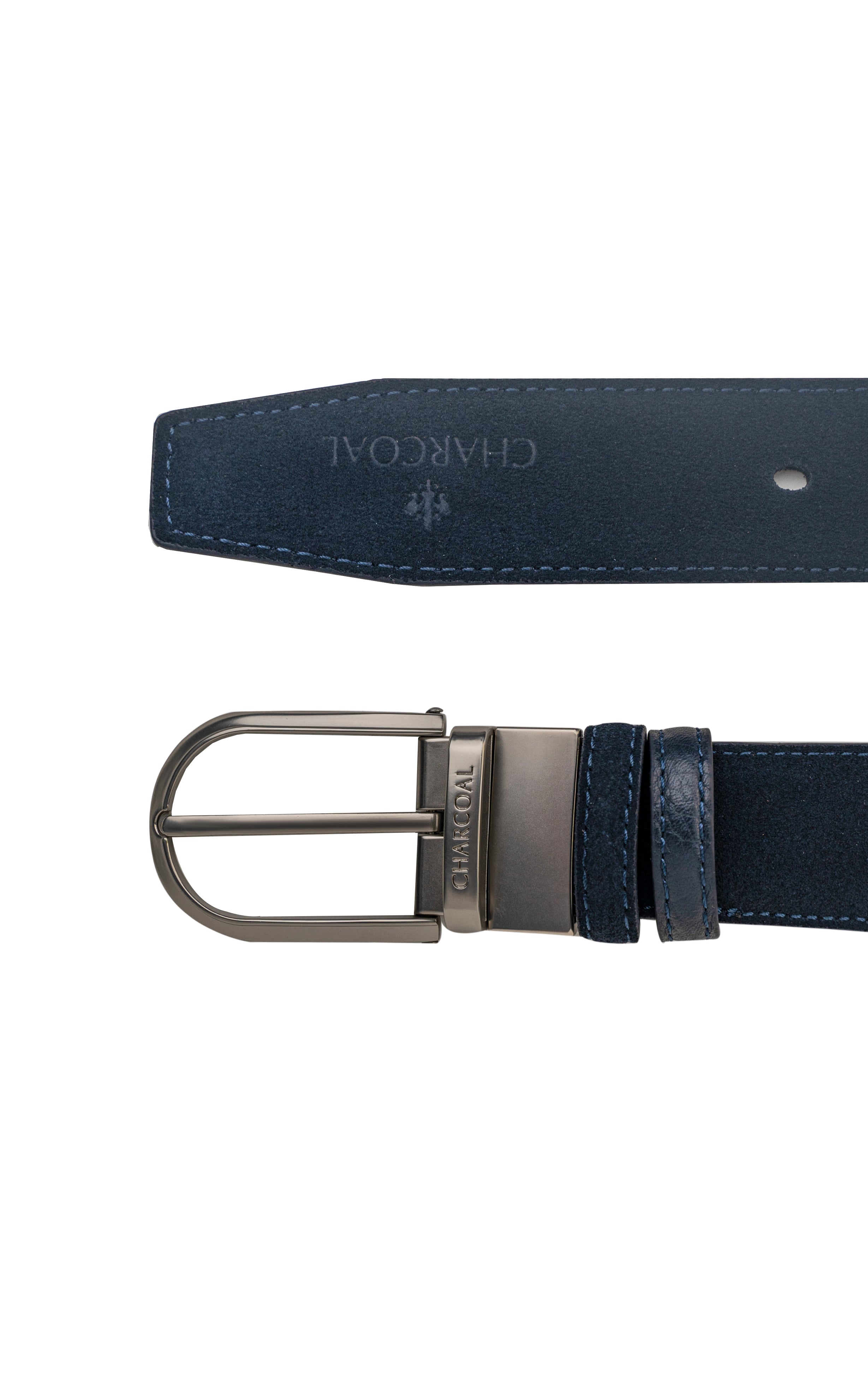 Suede Leather Reversible Belt dark Blue