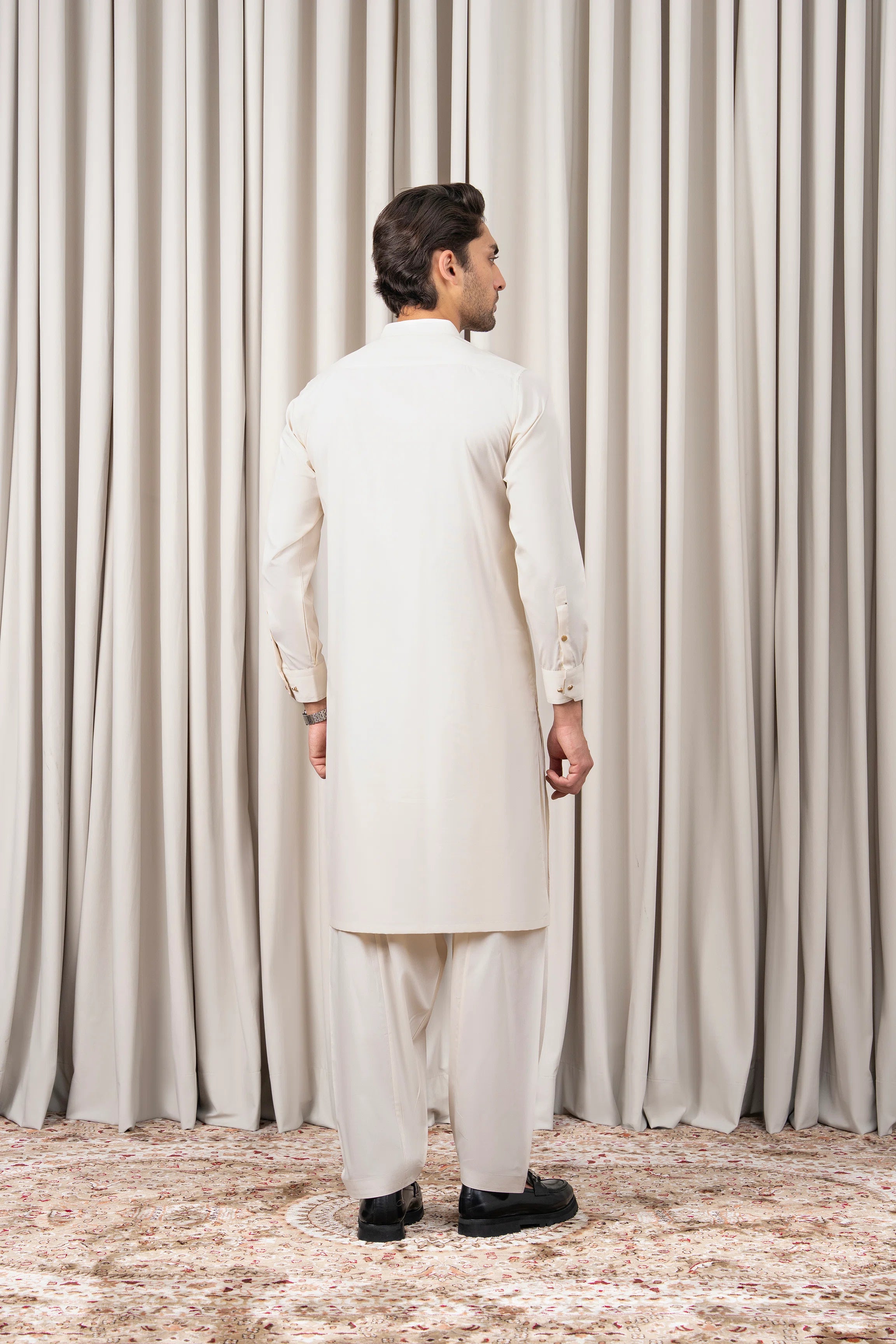 TEXTURED BLENDED KAMEEZ SHALWAR - SIGNATURE COLLECTION OFF WHITE