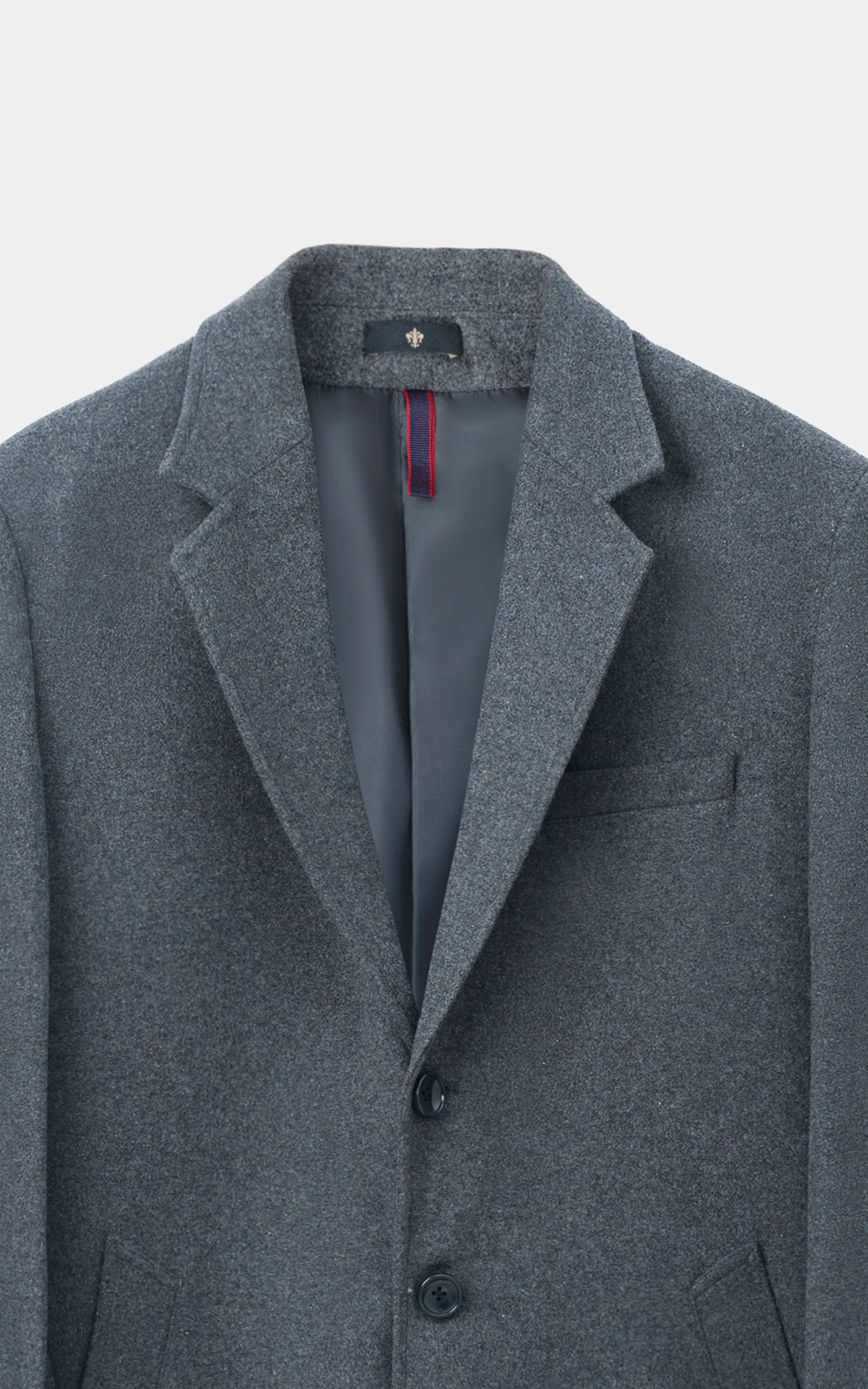 NOTCH LAPEL SMART FIT LONG COAT CHARCOAL