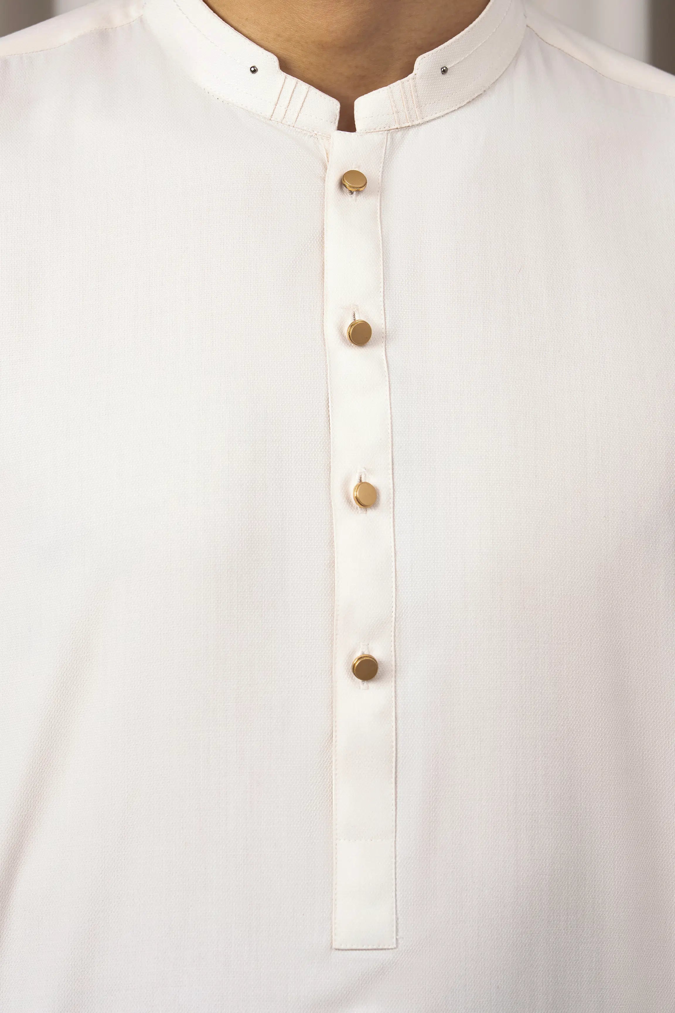 TEXTURED BLENDED KAMEEZ SHALWAR - SIGNATURE COLLECTION OFF WHITE