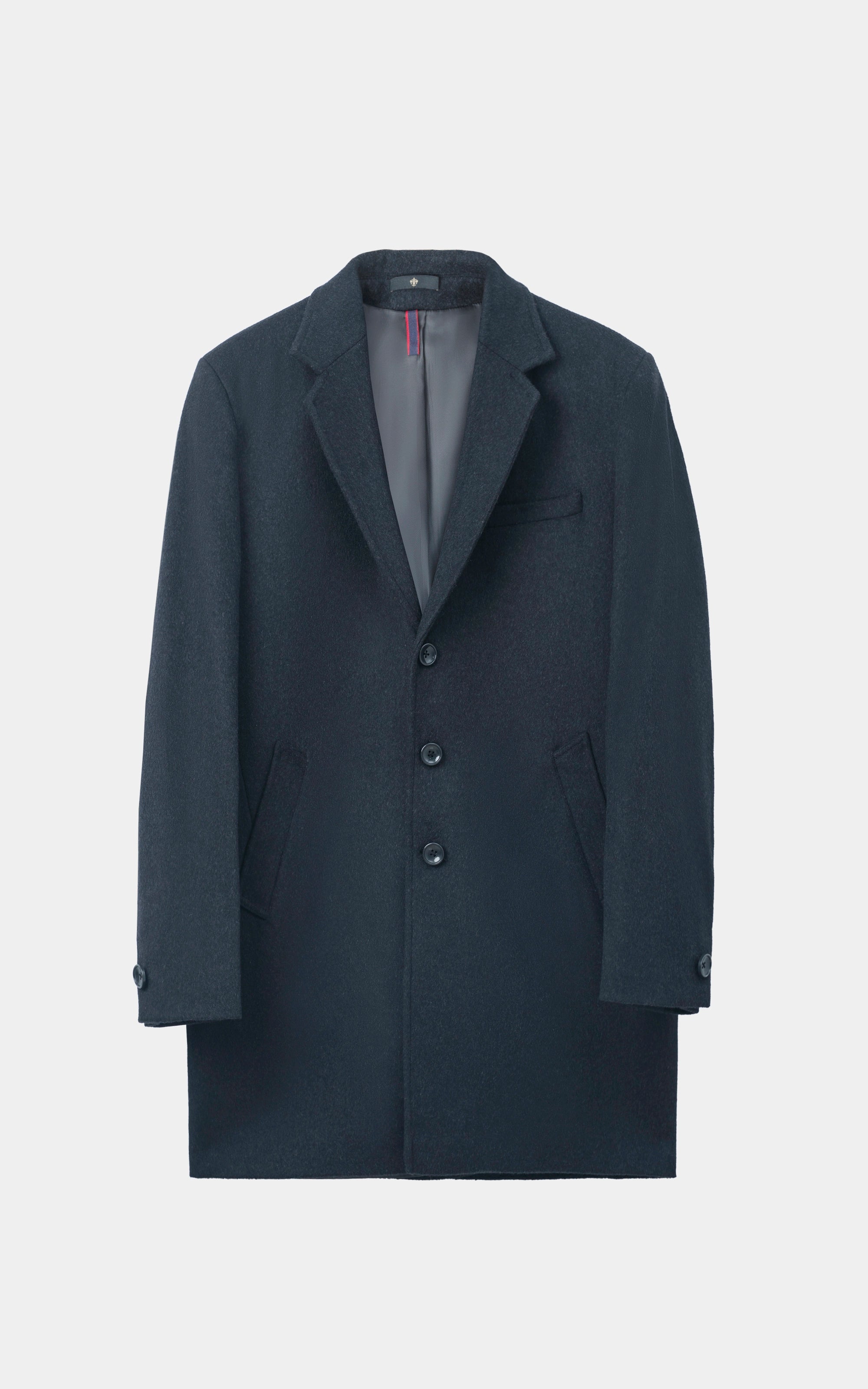 NOTCH LAPEL SMART FIT LONG COAT BLACK