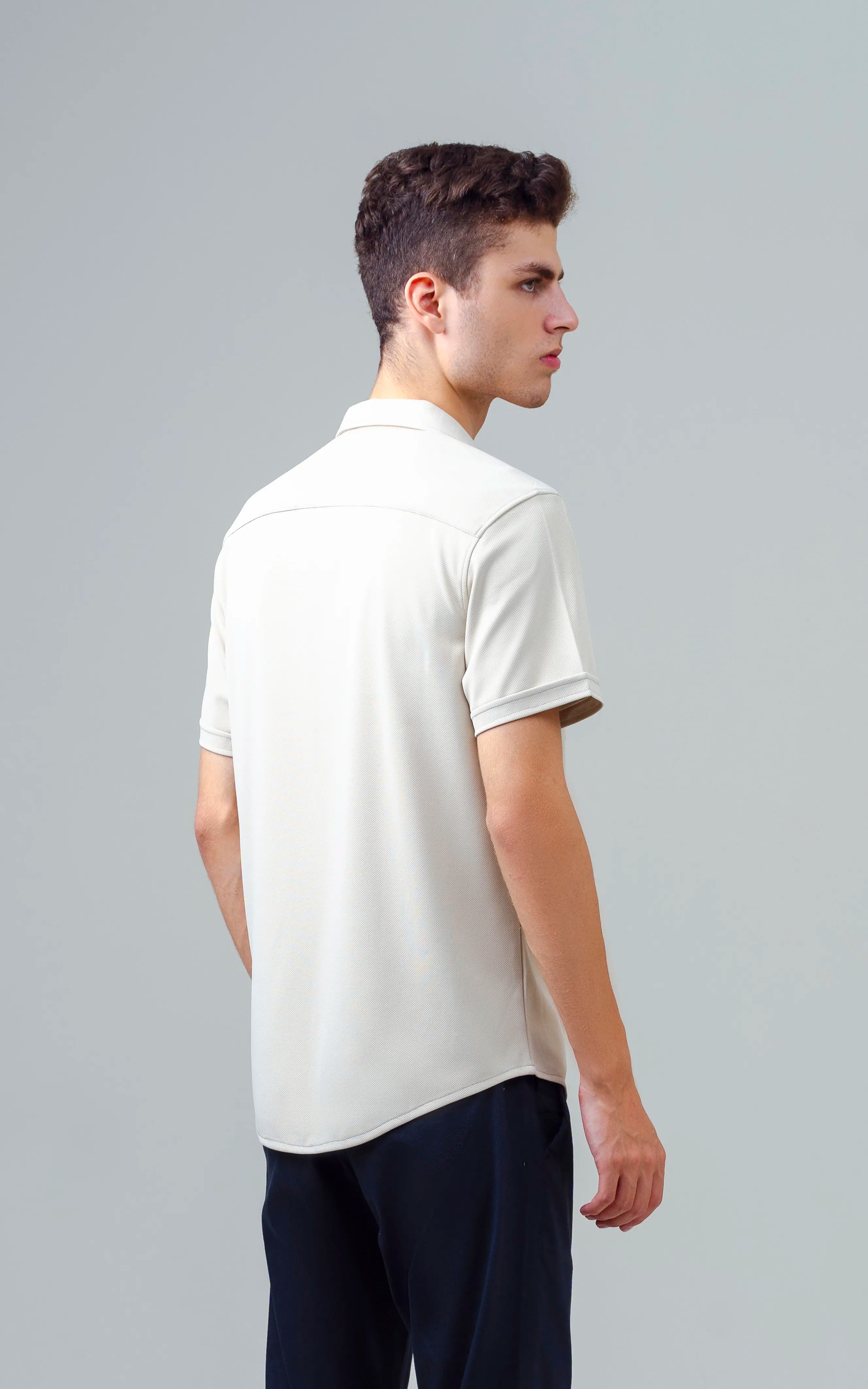 SMART FIT KNIT CASUAL SHIRT LIGHT KHAKI