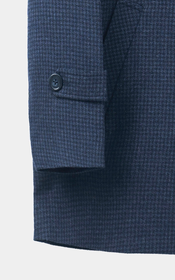 BUTTON FRONT LONG COAT NAVY TEXTURED