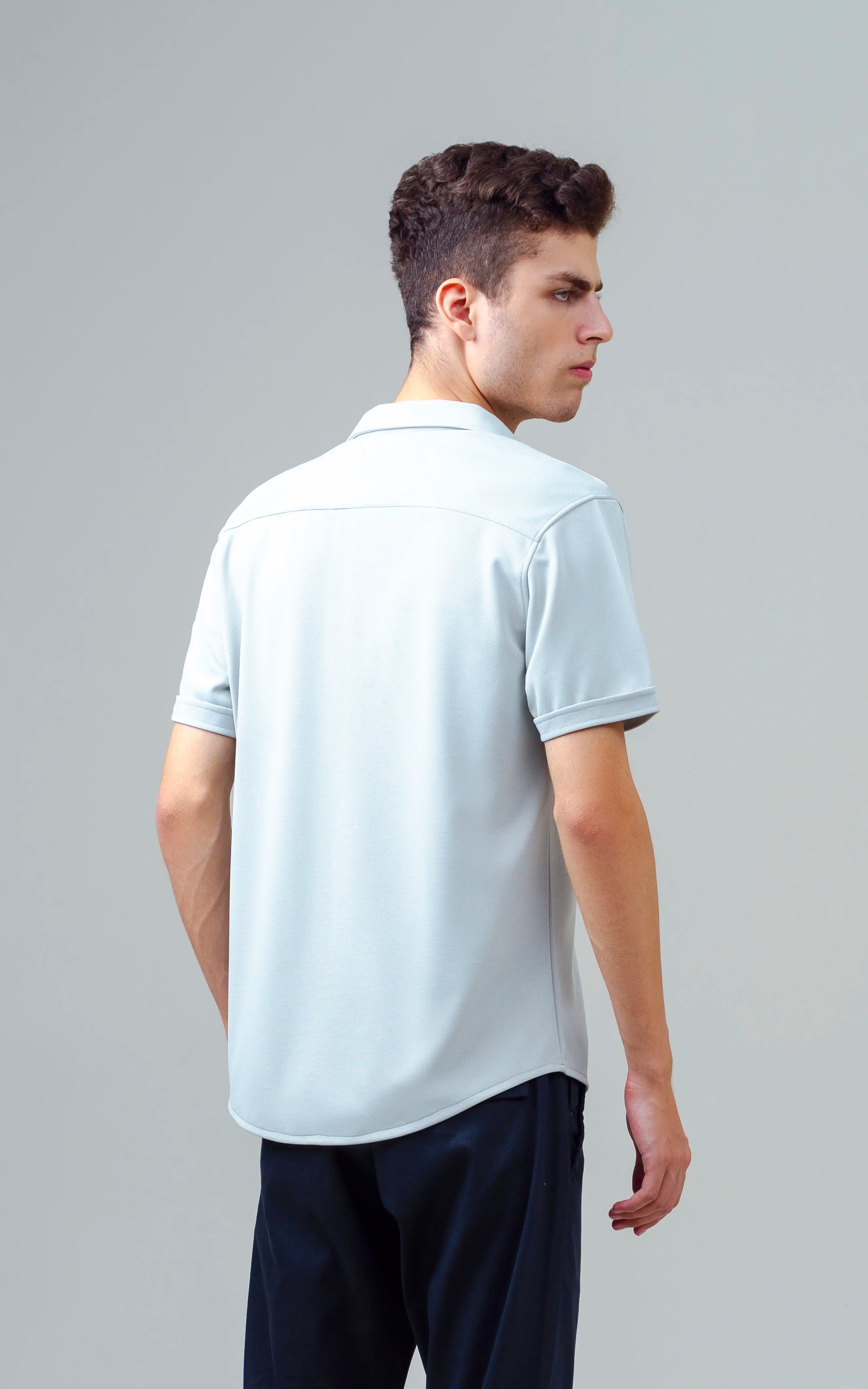 SMART FIT KNIT CASUAL SHIRT LIGHT GREY