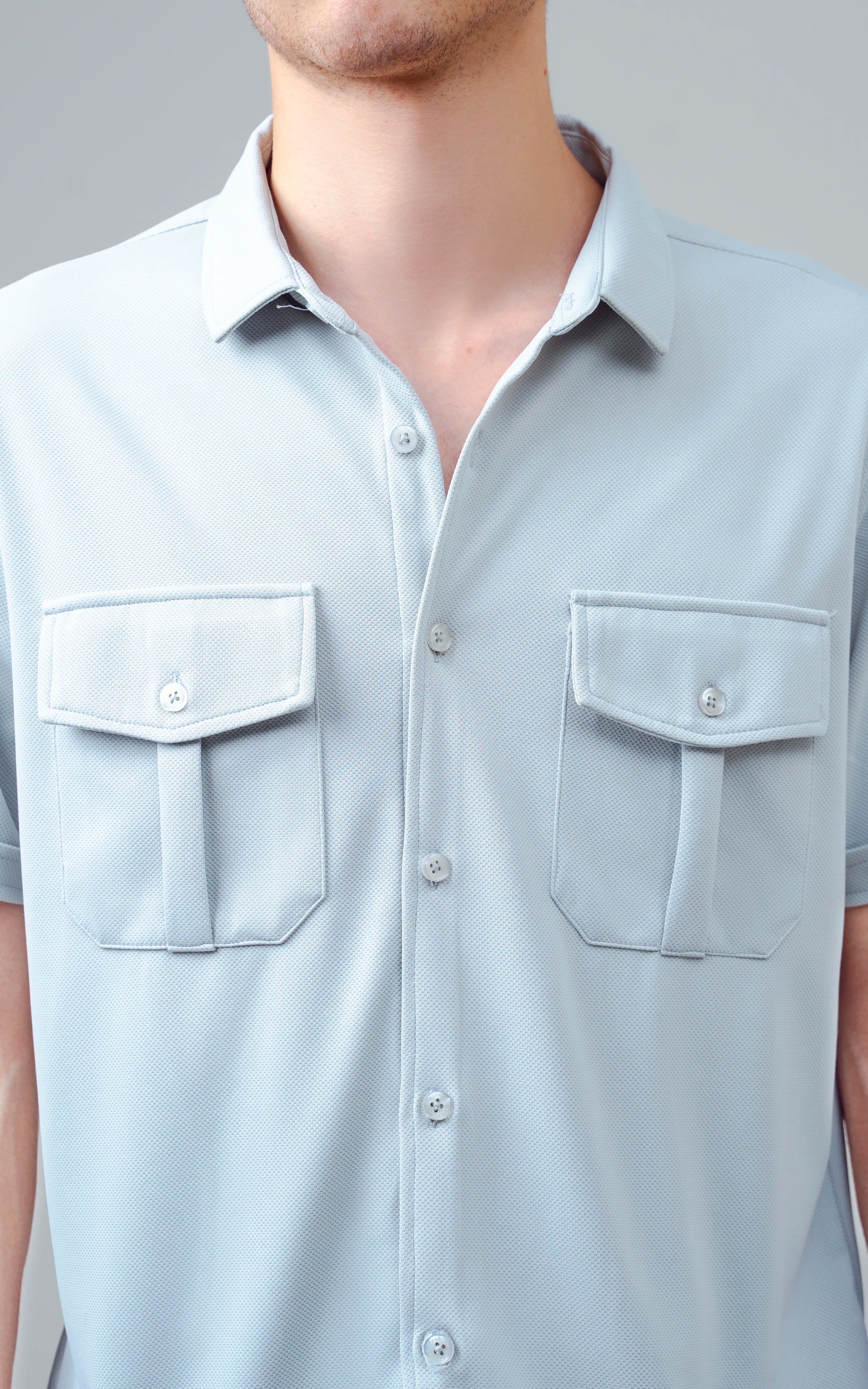 SMART FIT KNIT CASUAL SHIRT LIGHT GREY