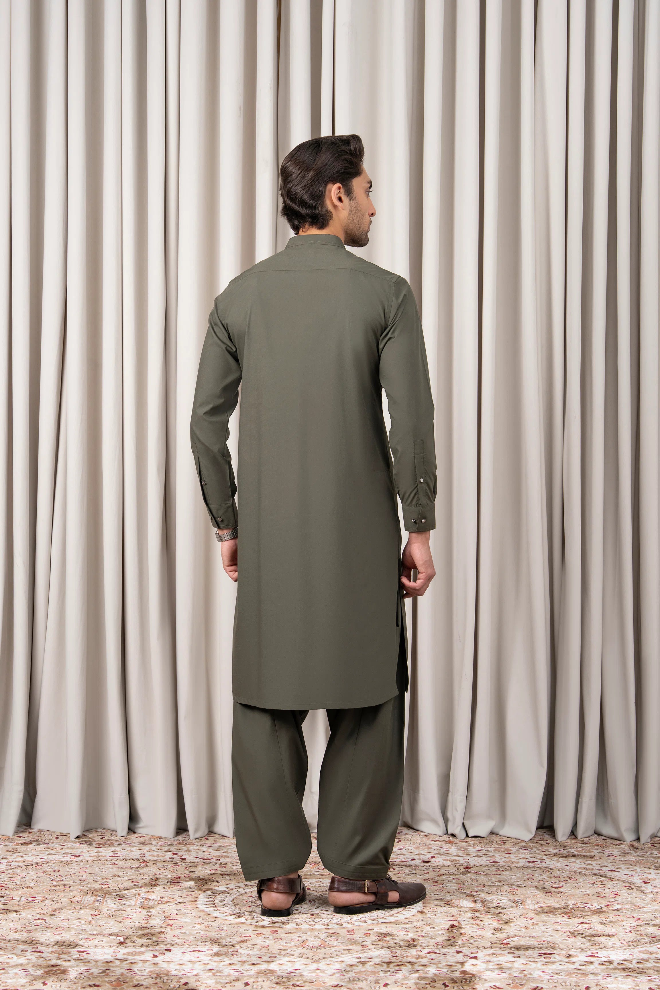 BLENDED KAMEEZ SHALWAR - PREMIUM COLLECTION OLIVE