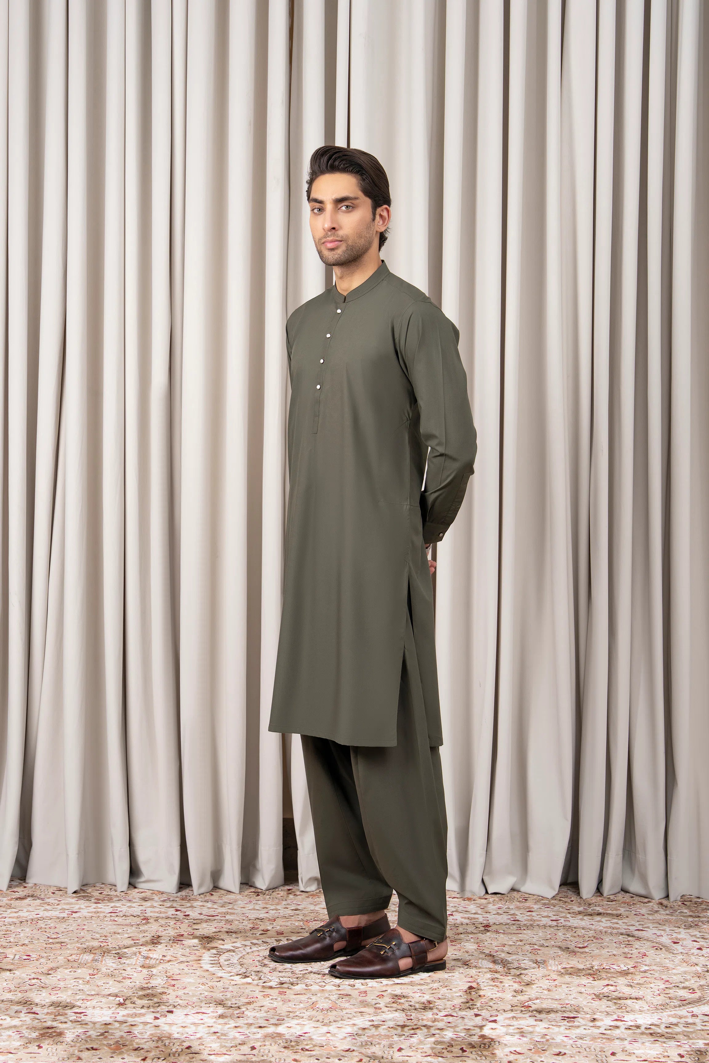 BLENDED KAMEEZ SHALWAR - PREMIUM COLLECTION OLIVE