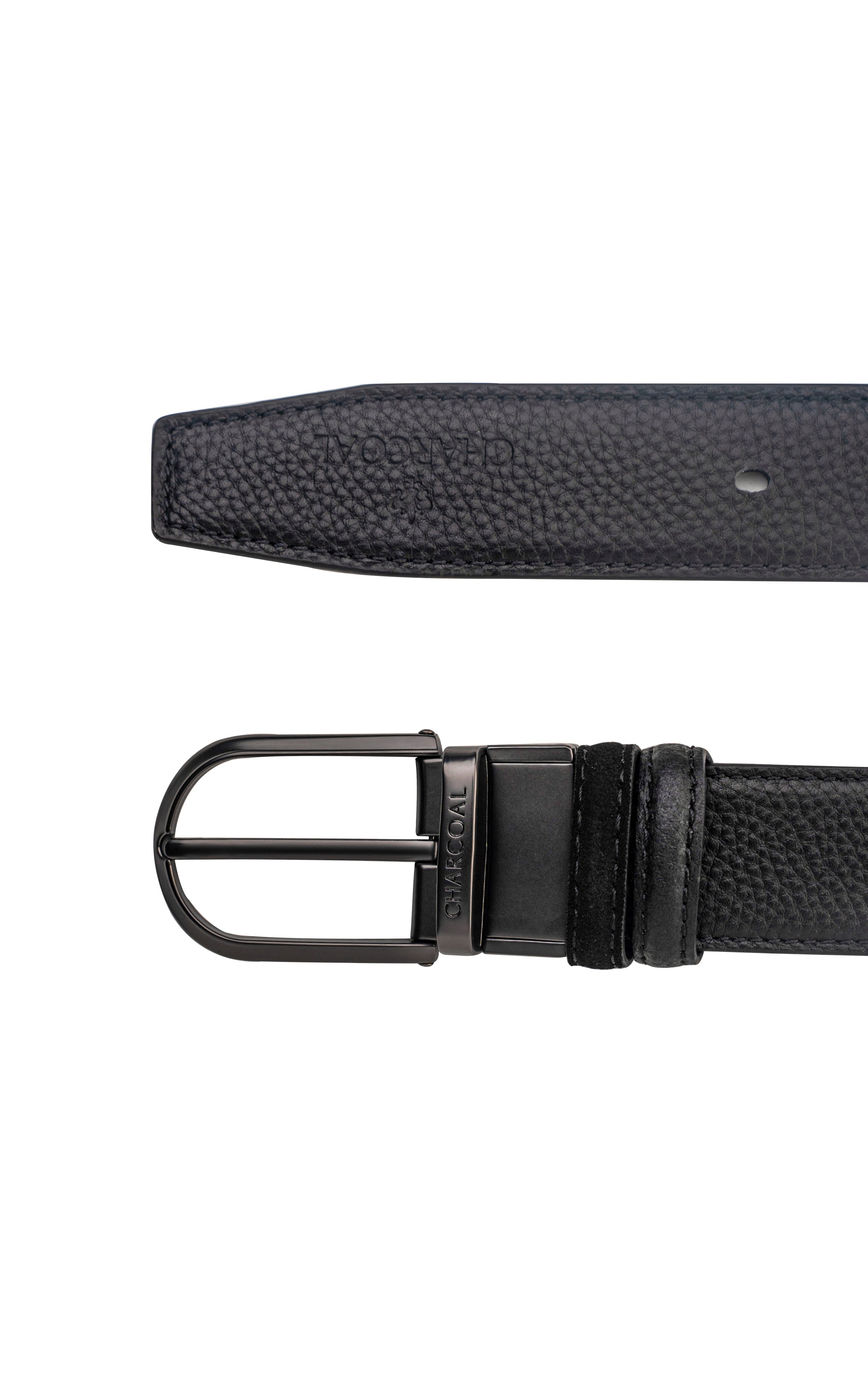 Suede Leather Reversible Belt Black