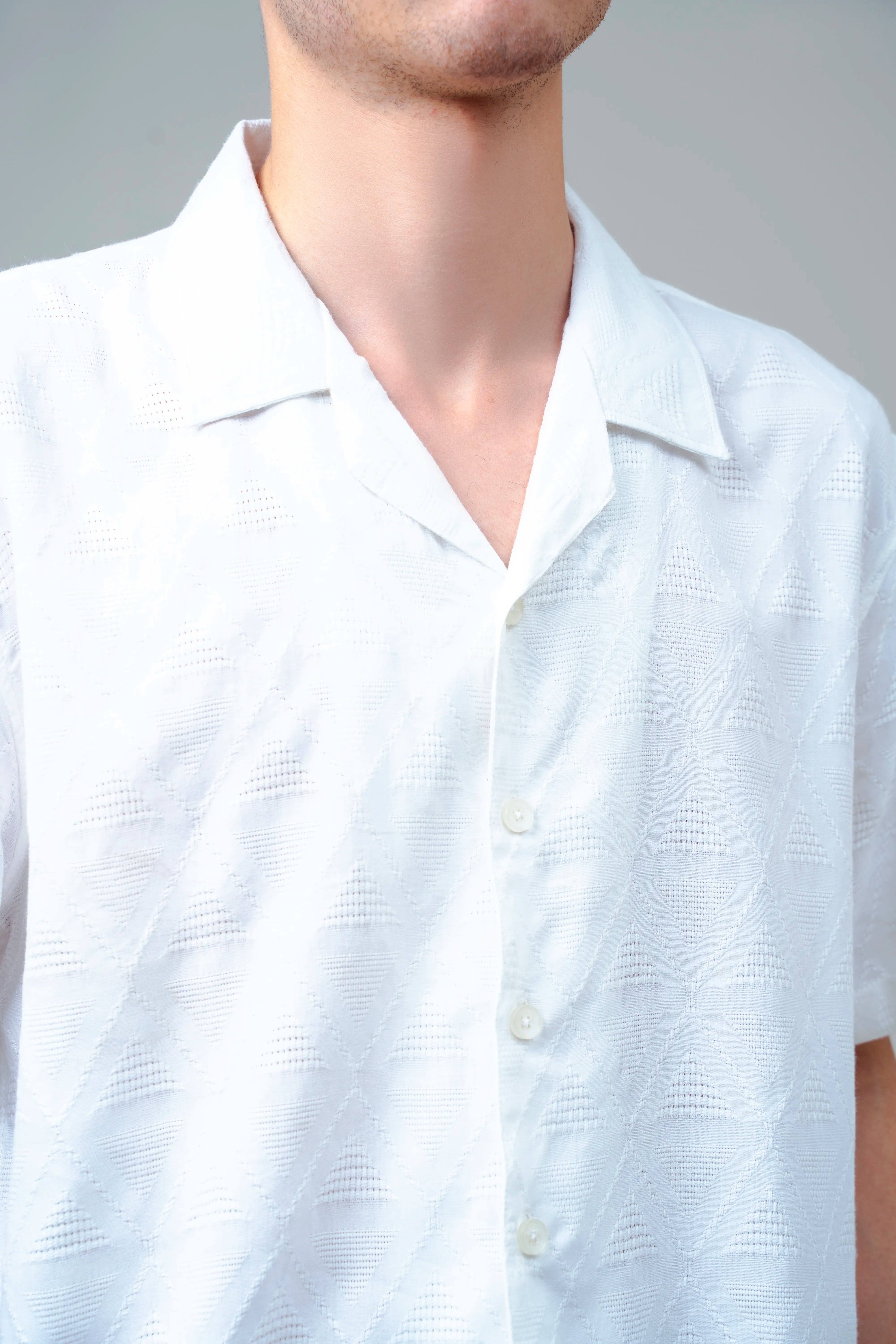 CUBAN COLLAR SHORT SLEEVES SHIRT WHITE