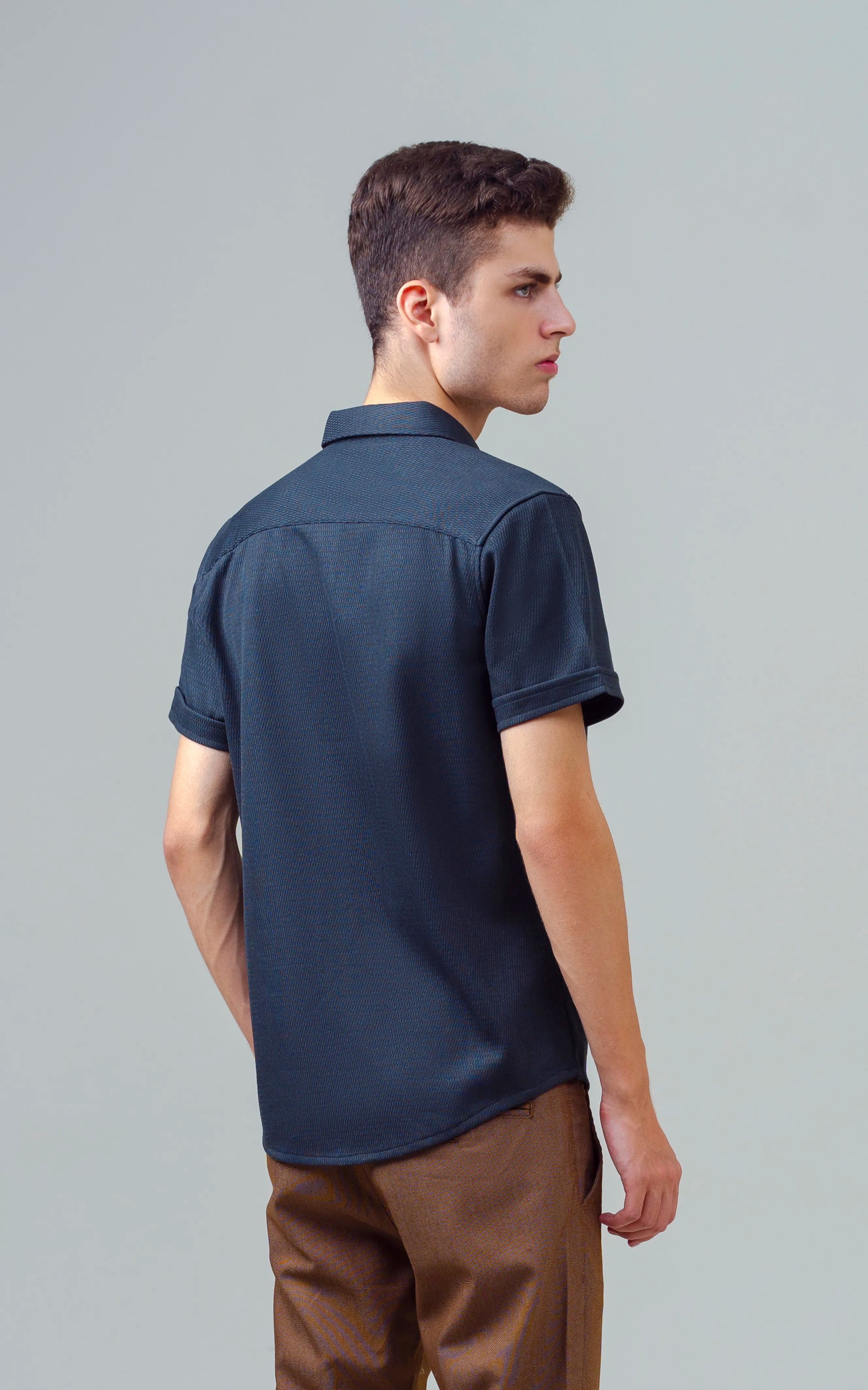 SMART FIT KNIT CASUAL SHIRT DARK GREY