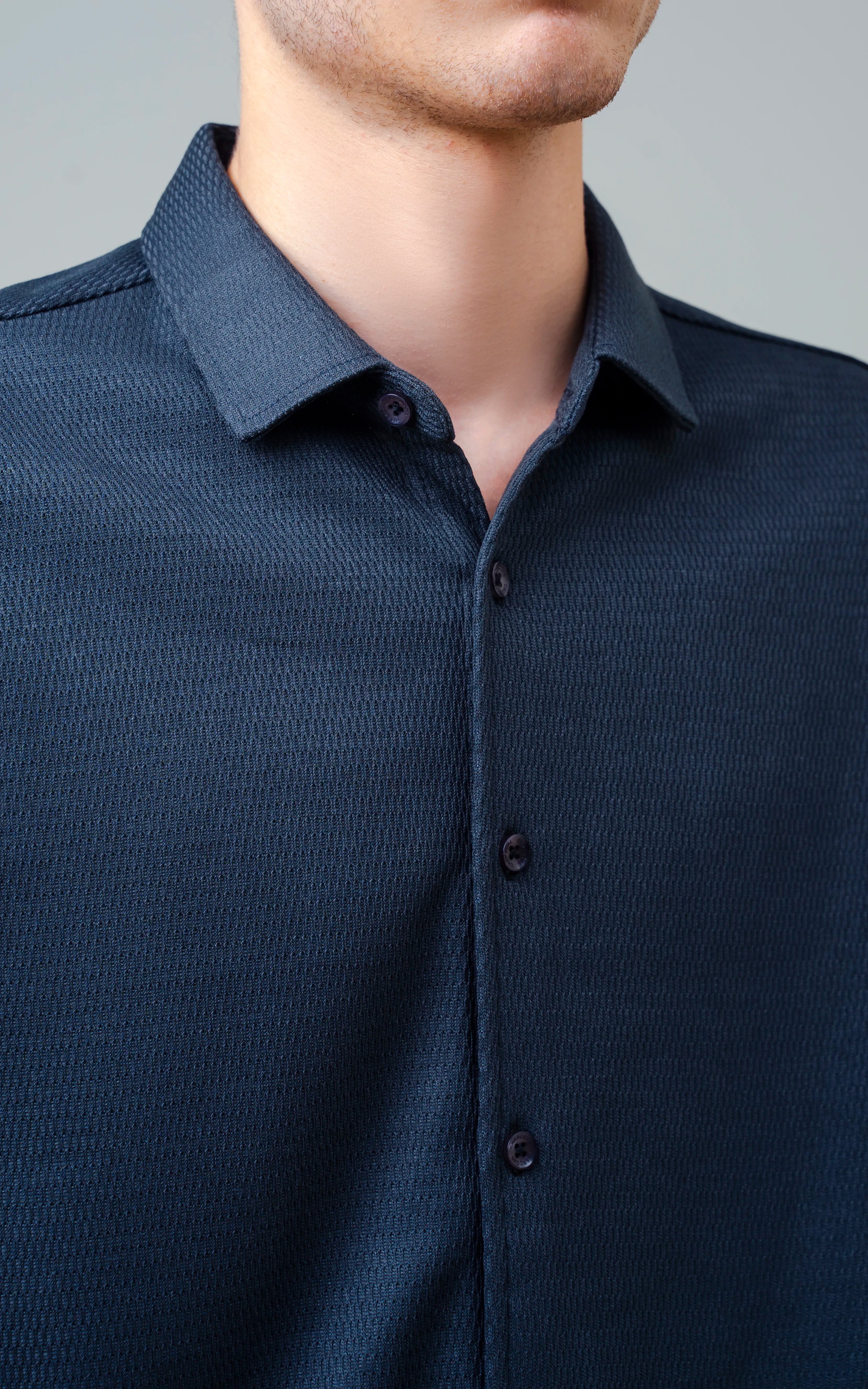 SMART FIT KNIT CASUAL SHIRT DARK GREY