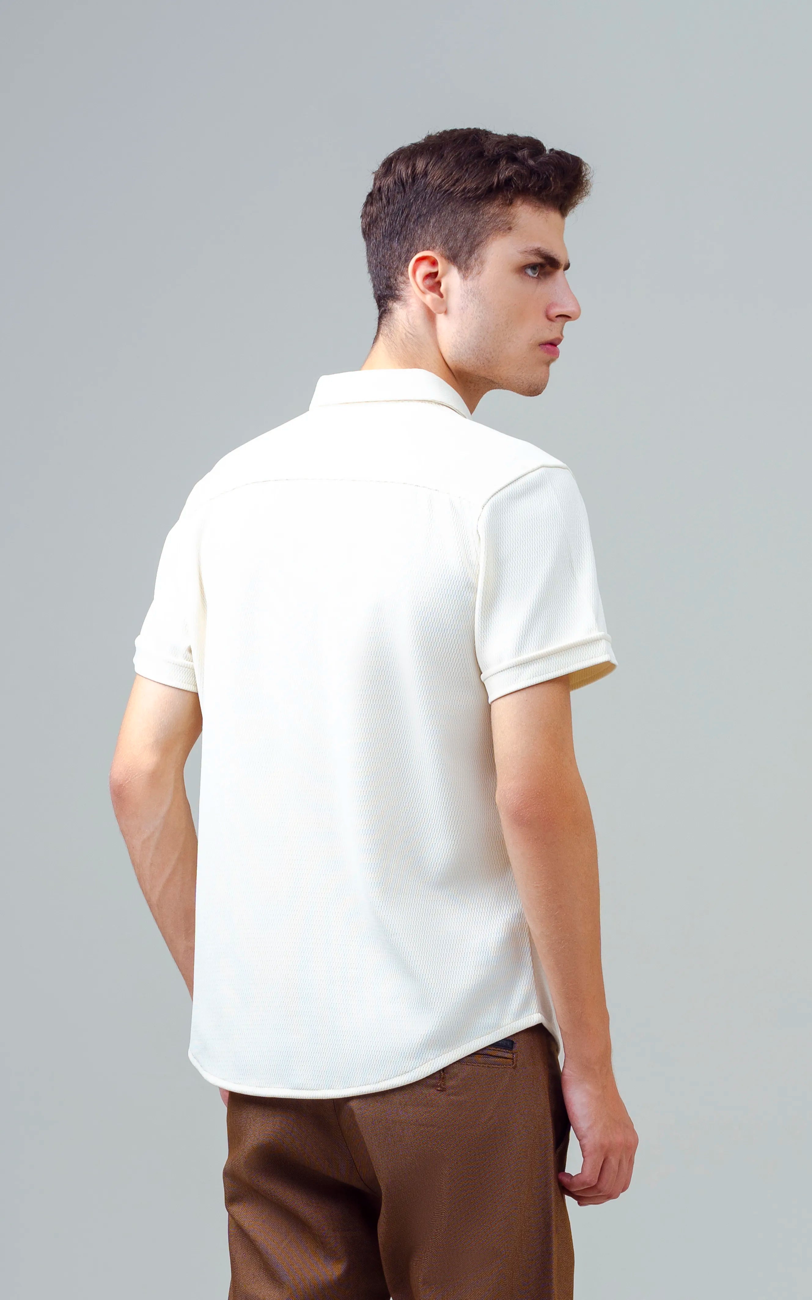 SMART FIT KNIT CASUAL SHIRT BEIGE