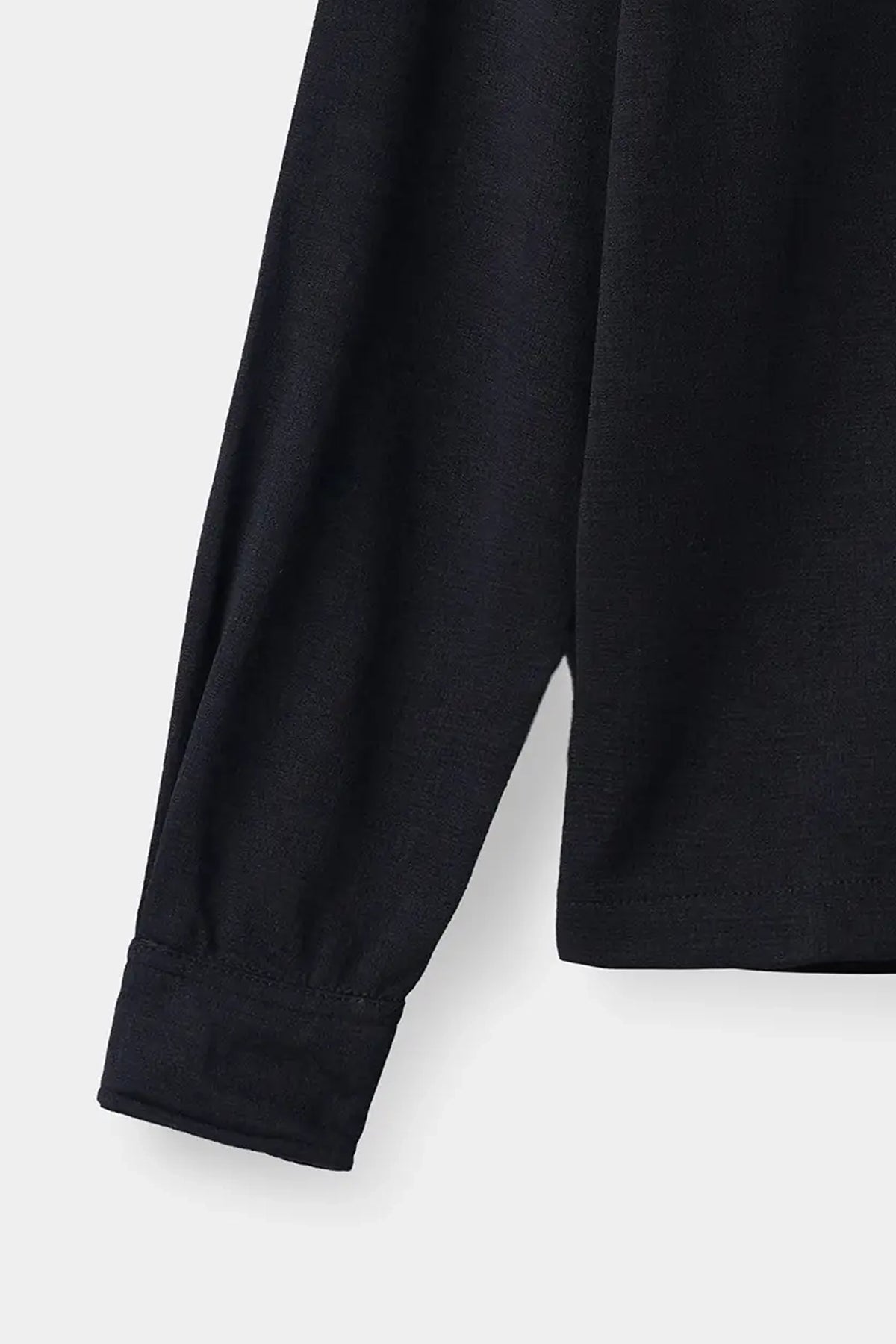 Black self-textured casual shirt sleeve with button cuff