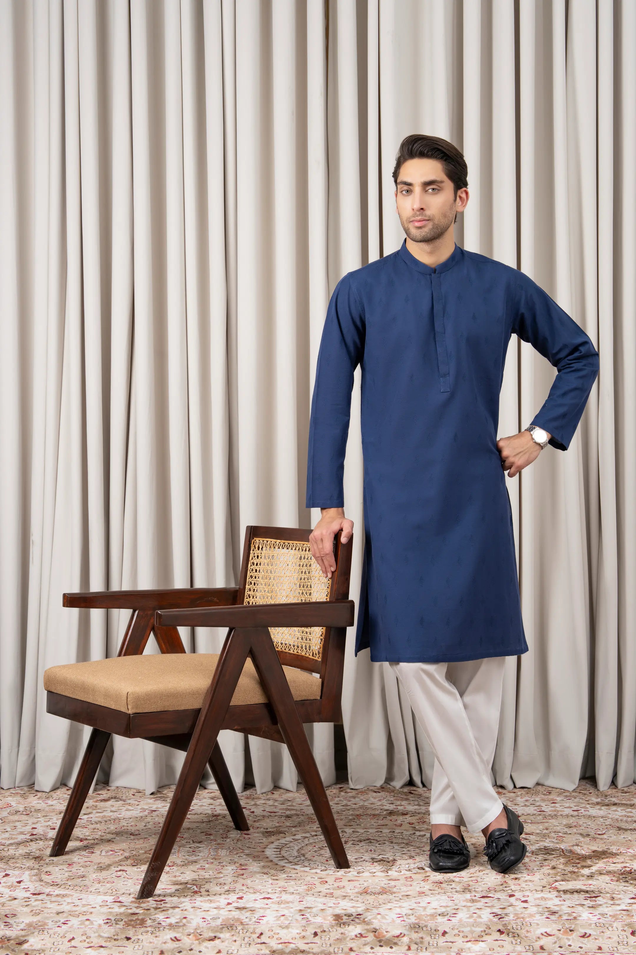 EMBROIDERED KURTA - SIGNATURE COLLECTION INDIGO BLUE