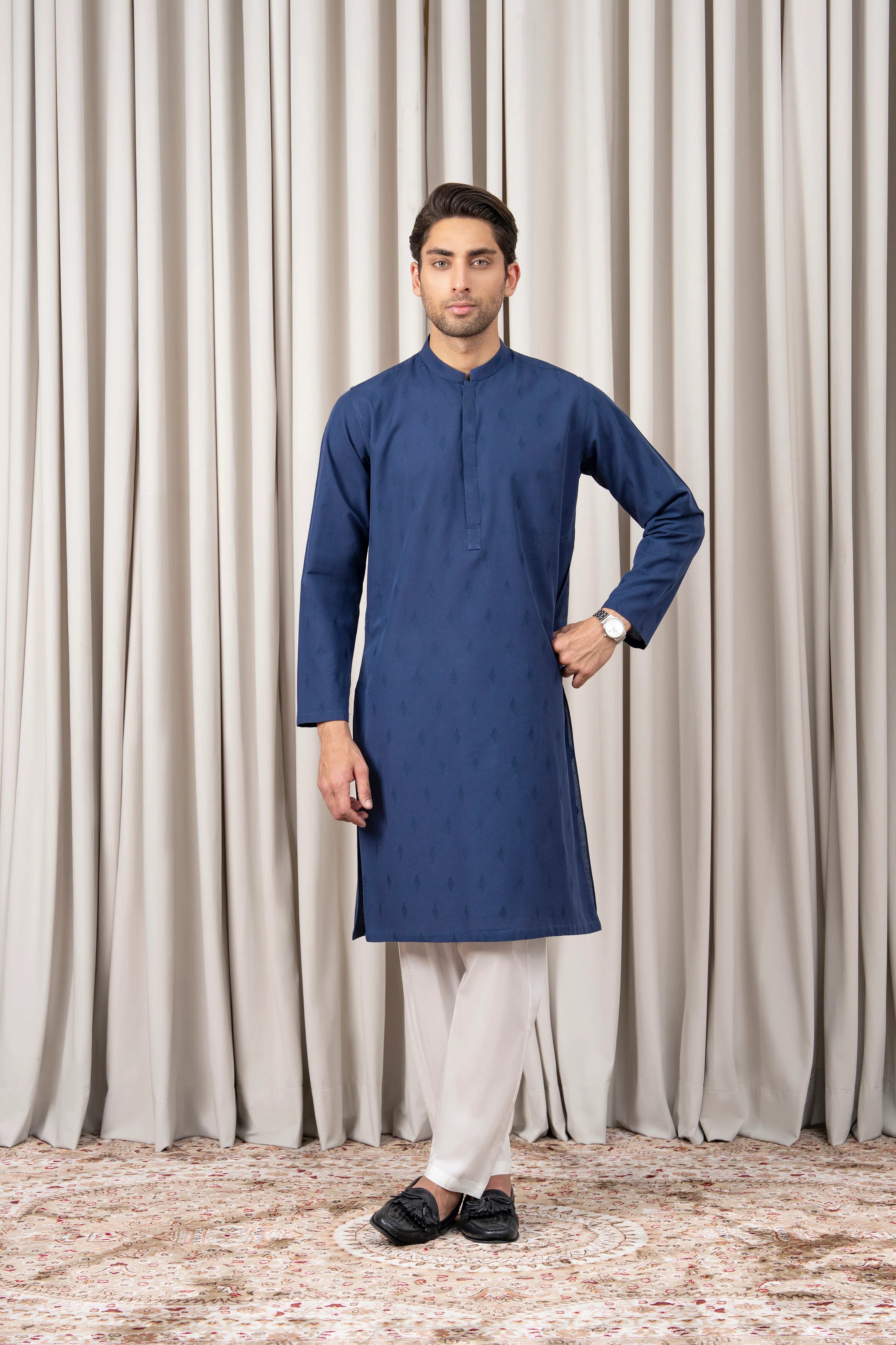 EMBROIDERED KURTA - SIGNATURE COLLECTION INDIGO BLUE