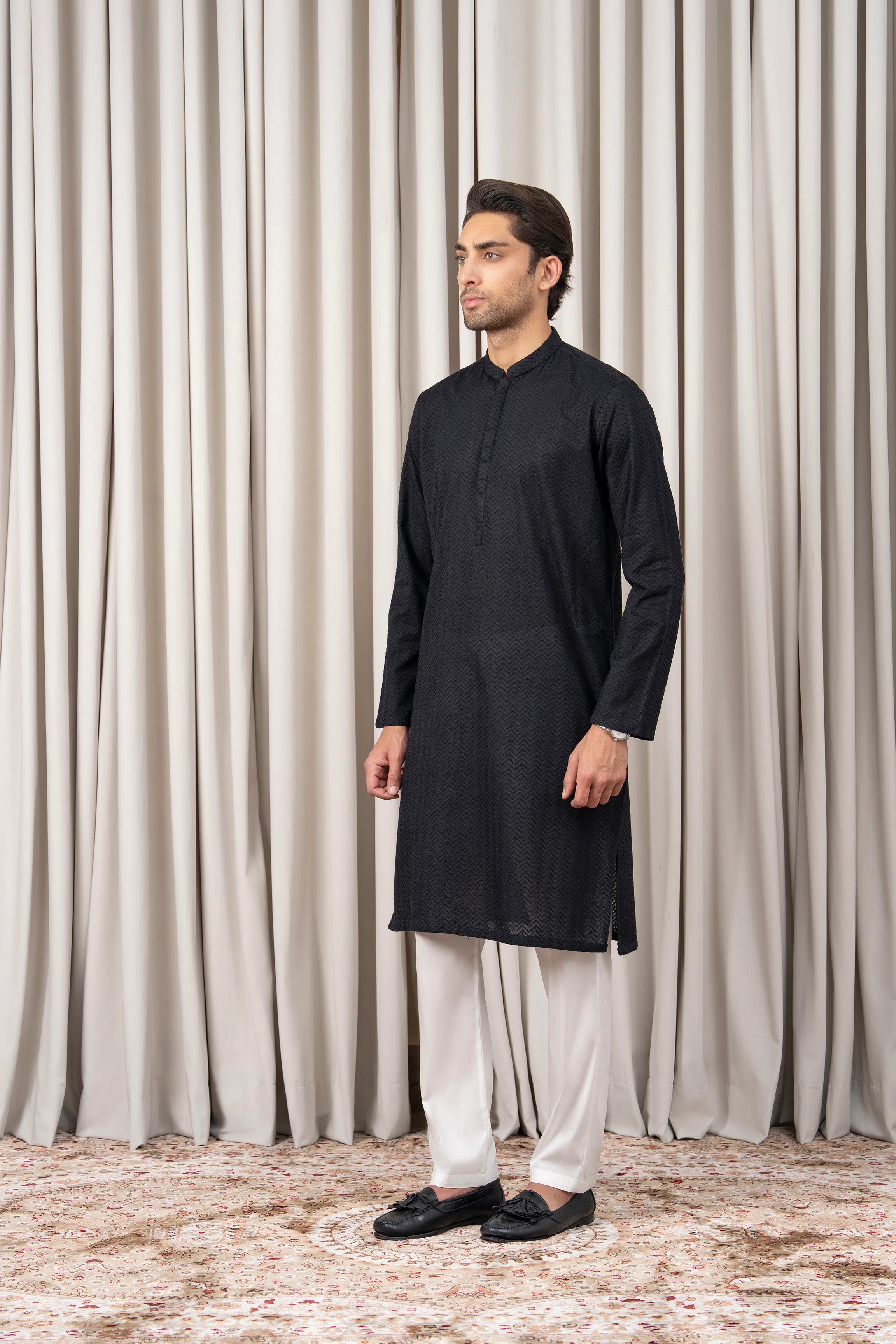 EMBROIDERED KURTA - SIGNATURE COLLECTION BLACK